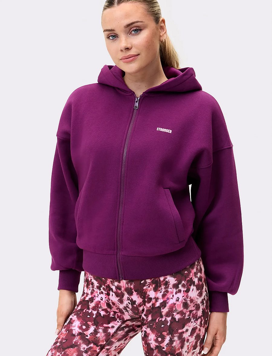 STRONGER - Relaxed Full Zip Hoodie - overdele - aubergine purple - 0