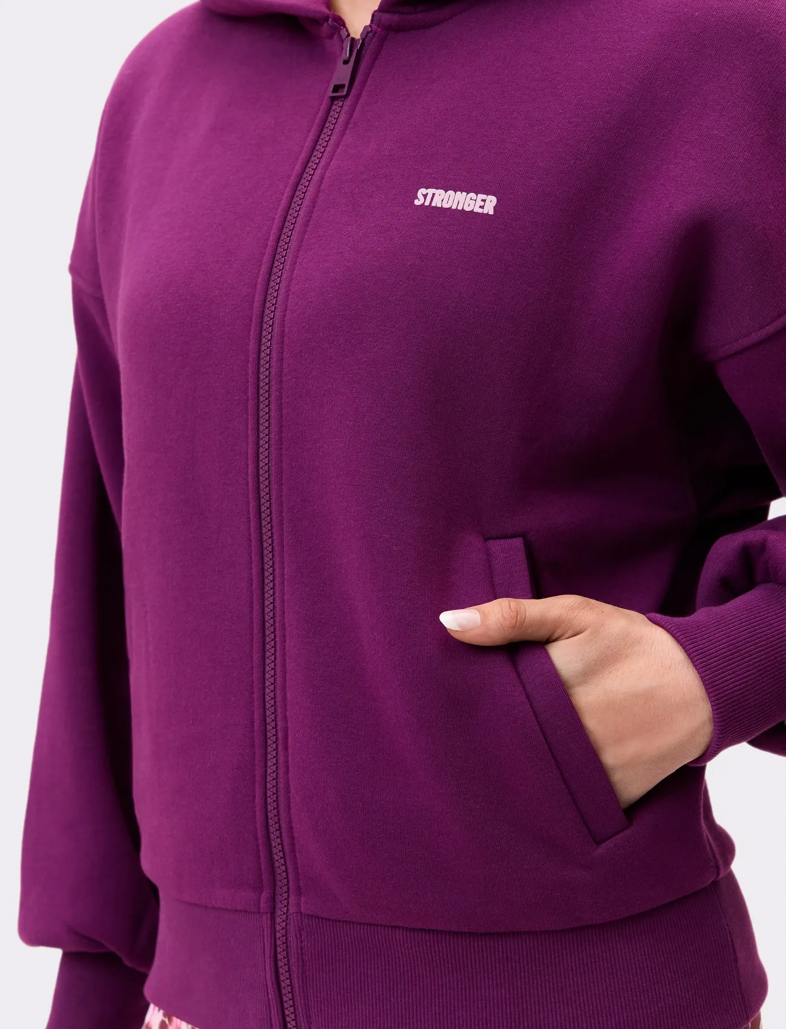 STRONGER - Relaxed Full Zip Hoodie - overdele - aubergine purple - 4