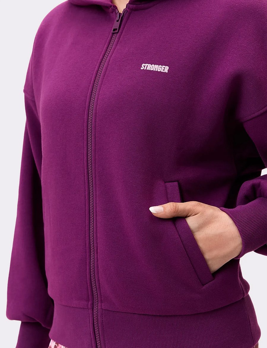 STRONGER - Relaxed Full Zip Hoodie - overdele - aubergine purple - 4