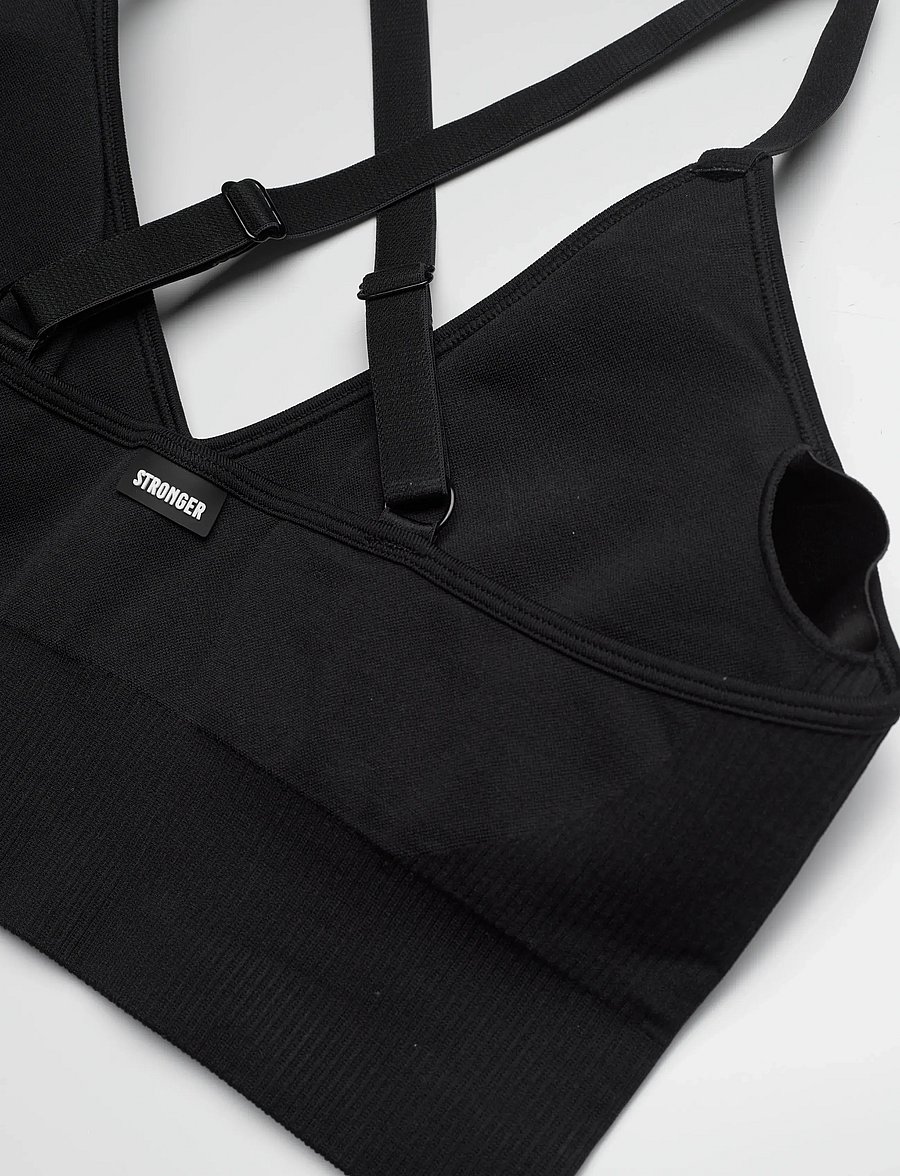 STRONGER - Seamless V-neck bra - sporta krūšturi - black - 3