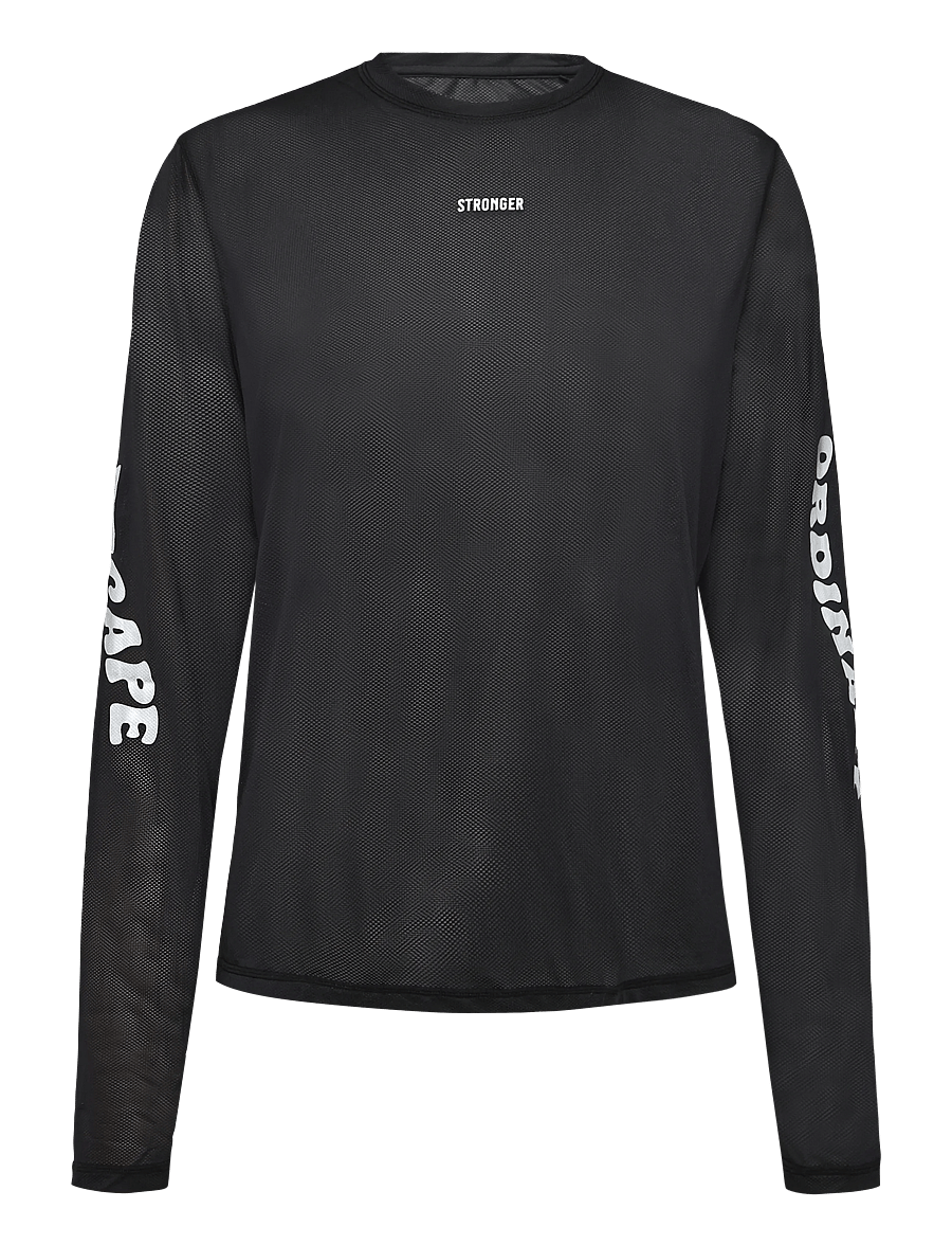 STRONGER - Mesh Running Long Sleeve - långärmade tröjor - black - 1