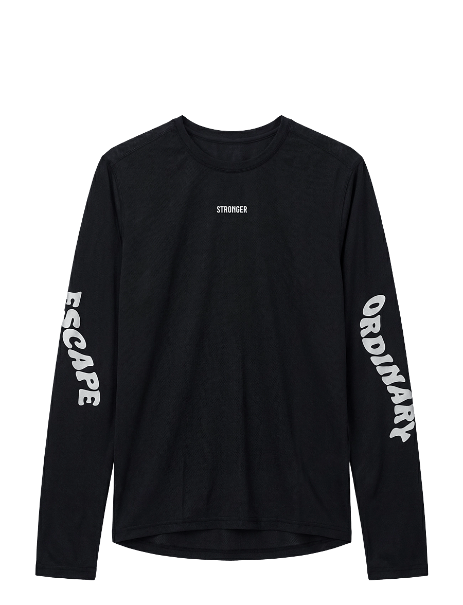 STRONGER - Mesh Running Long Sleeve - pikkade varrukatega alussärgid - black - 1