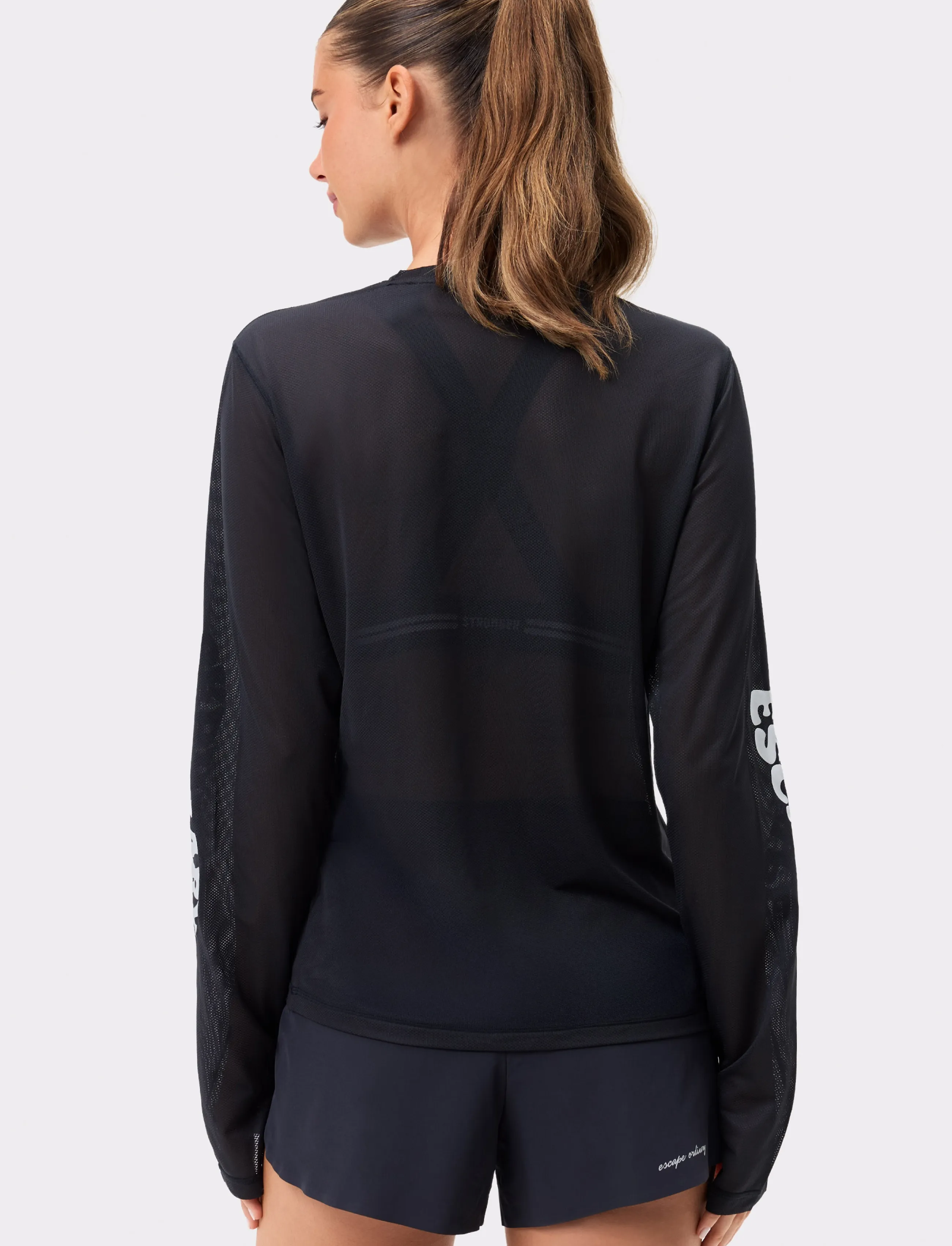 STRONGER - Mesh Running Long Sleeve - langarmshirts - black - 2