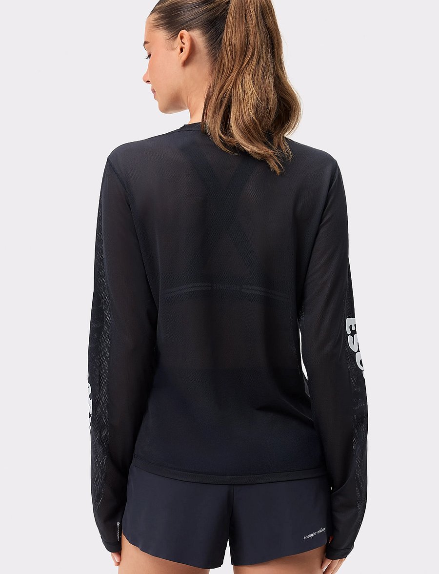 STRONGER - Mesh Running Long Sleeve - pikkade varrukatega alussärgid - black - 2