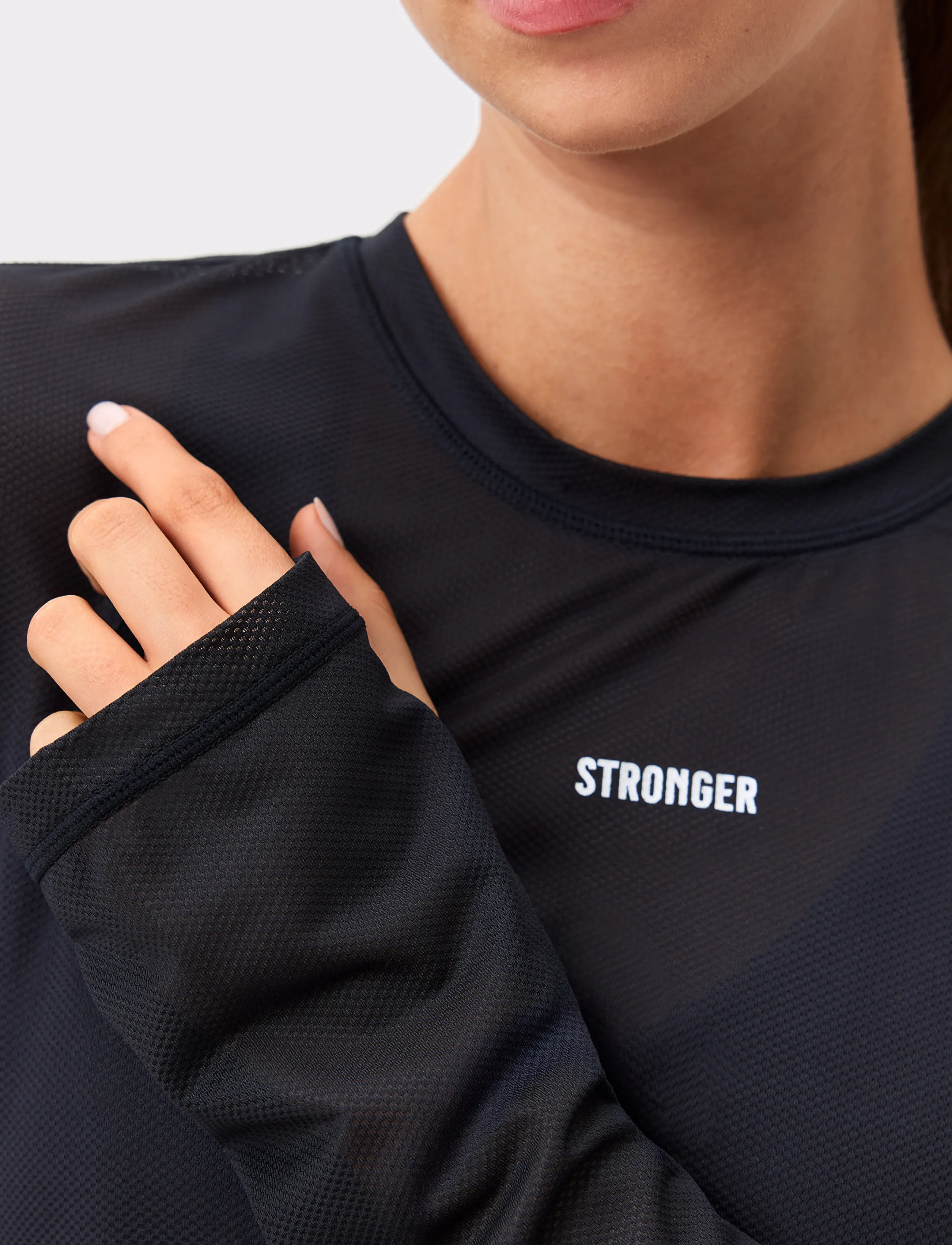 STRONGER - Mesh Running Long Sleeve - langarmshirts - black - 5