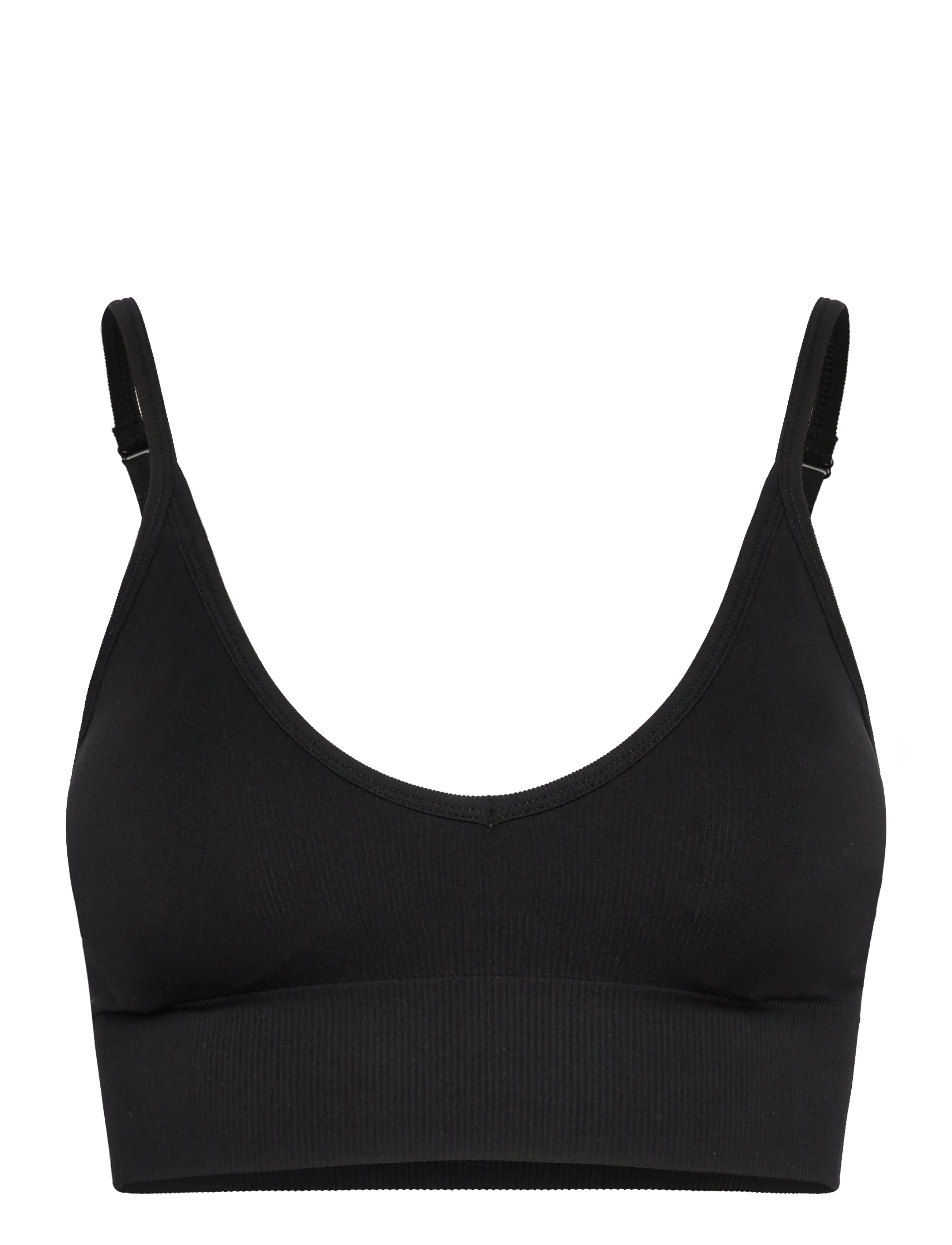 STRONGER Seamless Ribbed Strap Sports Bra - BHs - BLACK / black