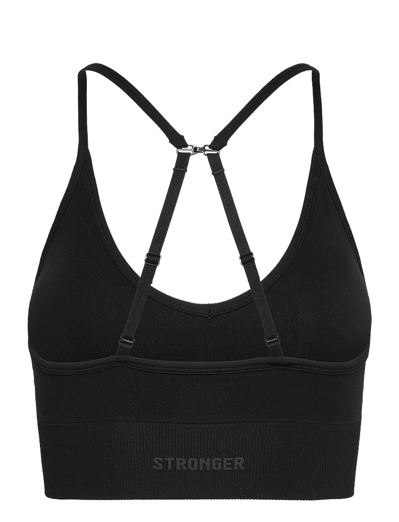 STRONGER - Seamless Ribbed Strap Sports Bra - sport bh:ar - black - 2