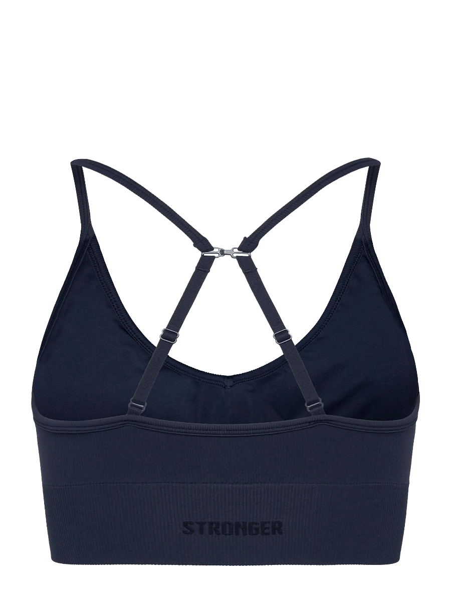 STRONGER - Seamless Ribbed Strap Sports Bra - sports-bh - navy blazer - 1