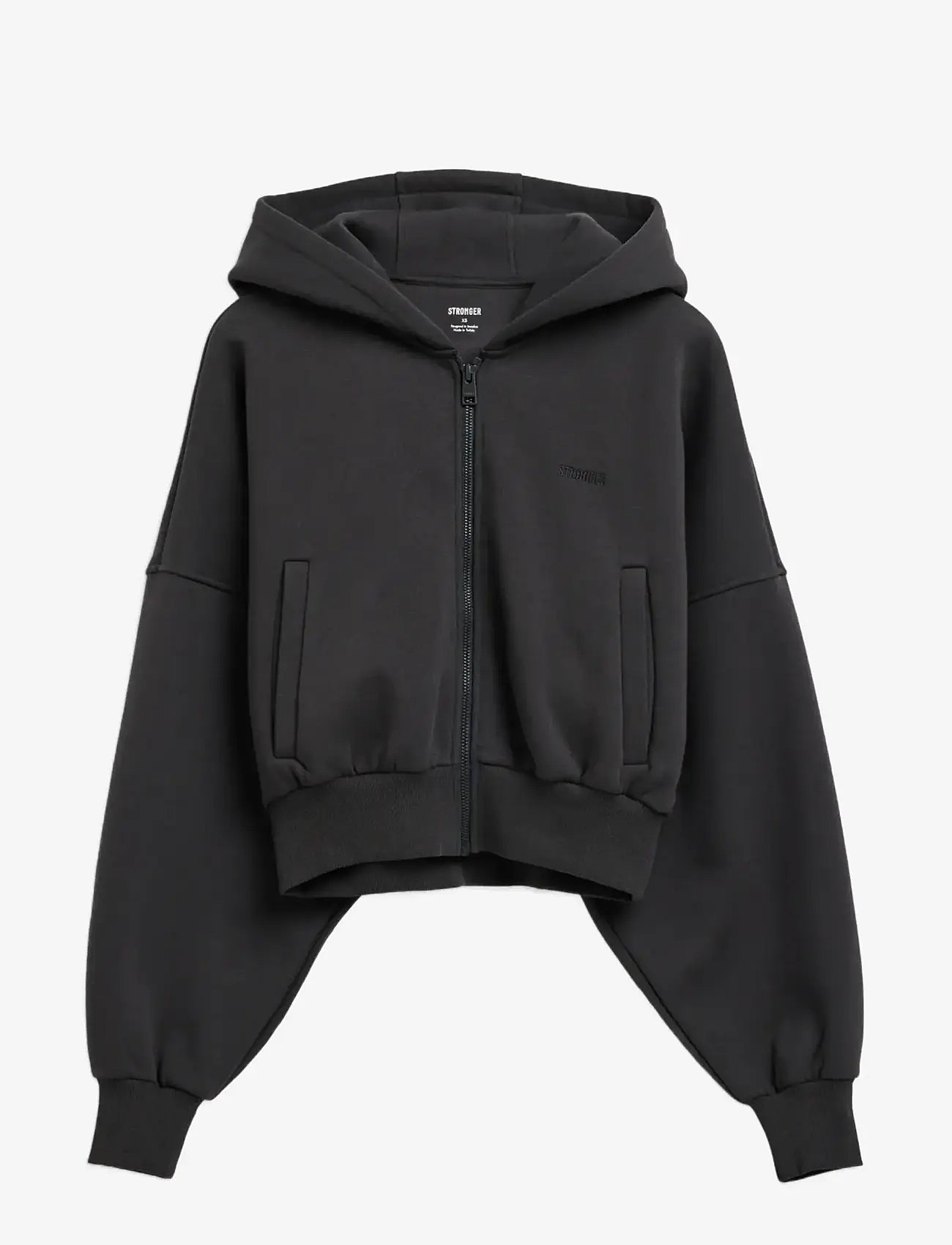 STRONGER - Relaxed Cropped Full Zip  Hoodie - hættetrøjer - graphite grey - 1