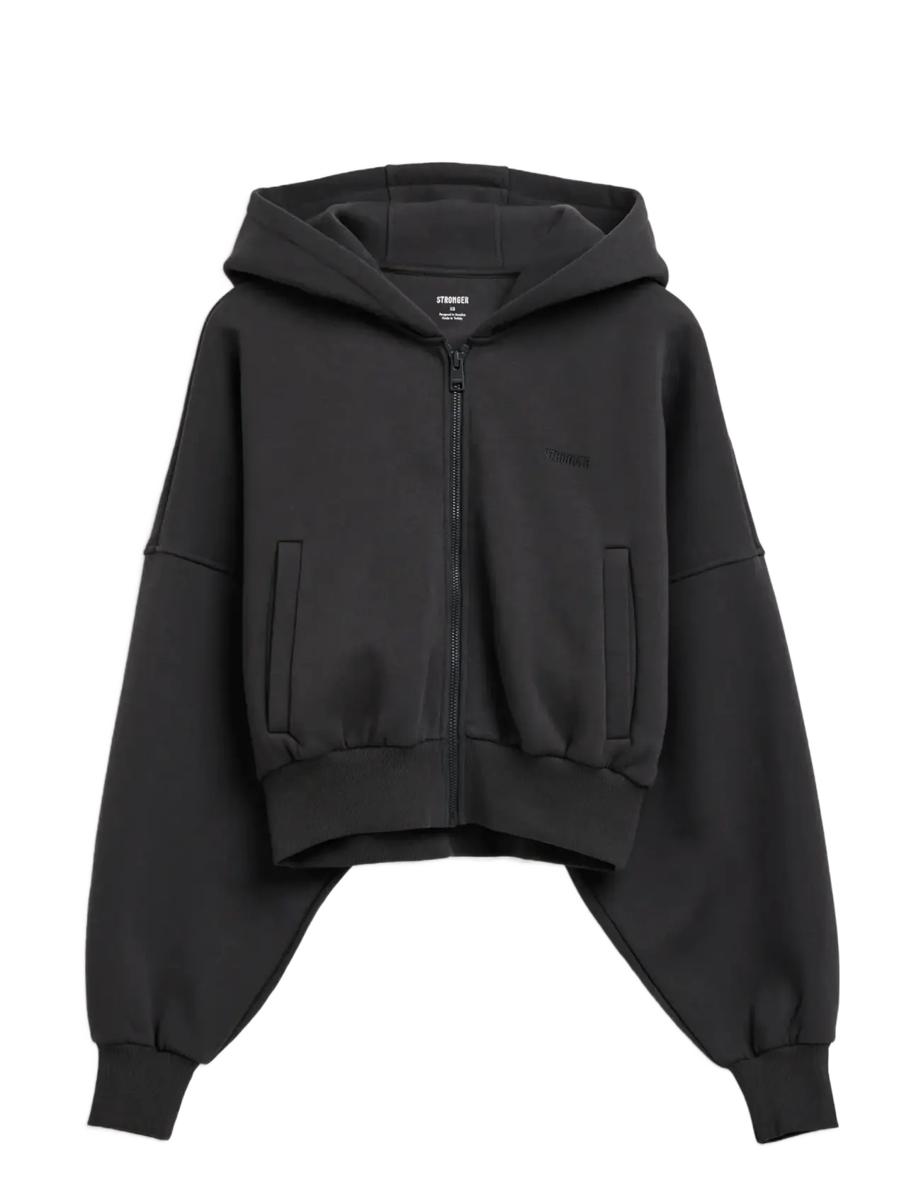 Relaxed Cropped Full Zip  Hoodie - GRAPHITE GREY