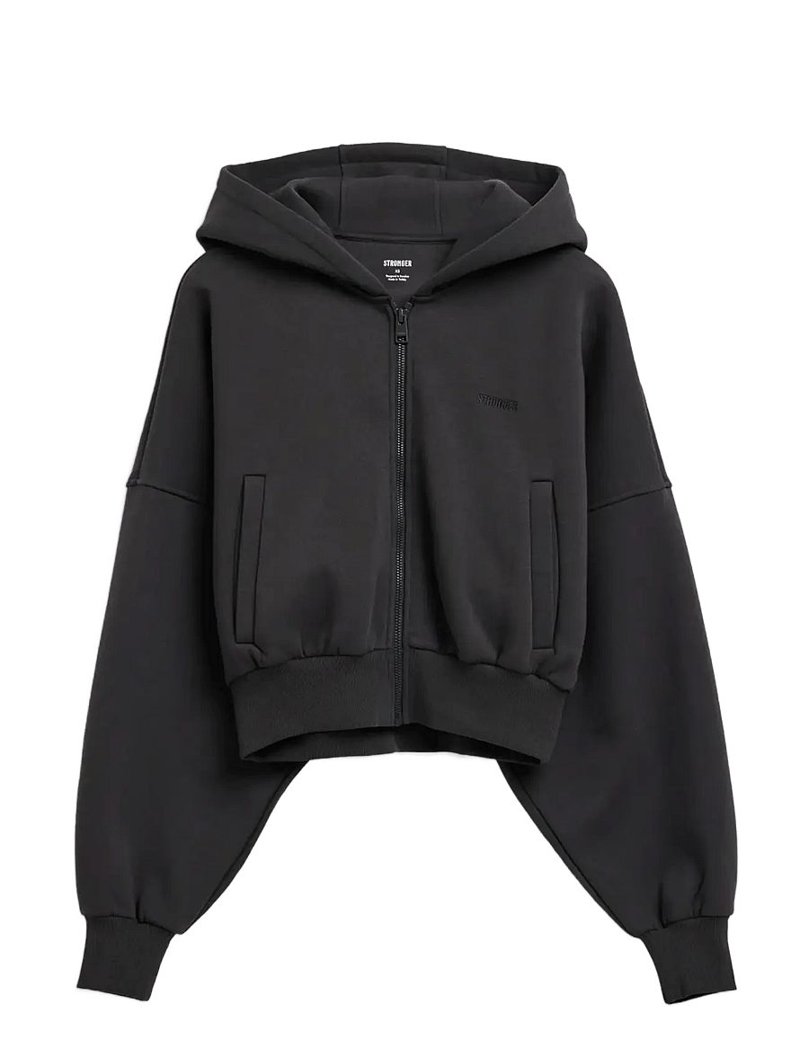 STRONGER - Relaxed Cropped Full Zip Hoodie - kapuutsiga dressipluusid - graphite grey - 1