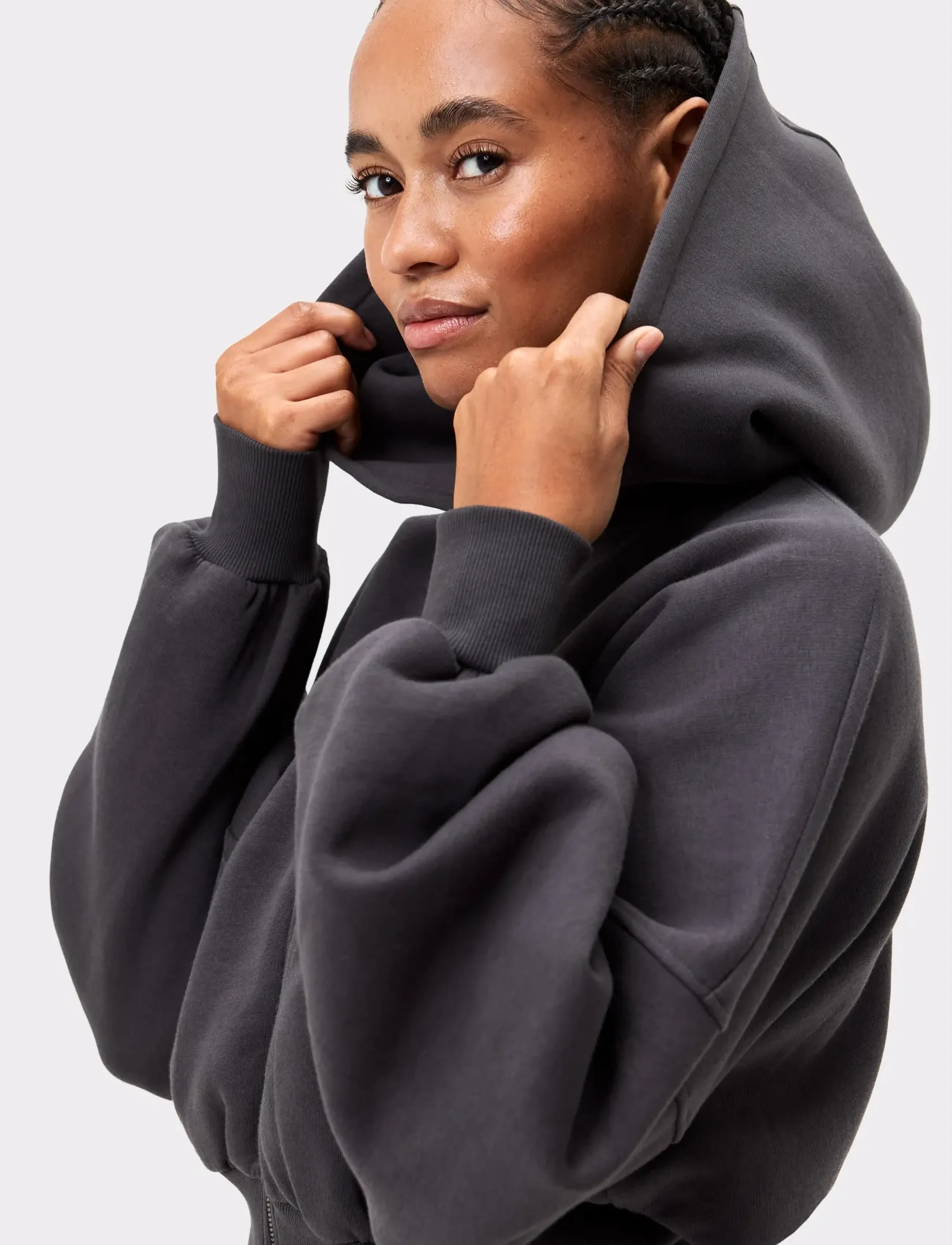 STRONGER - Relaxed Cropped Full Zip  Hoodie - kapuutsiga dressipluusid - graphite grey - 2