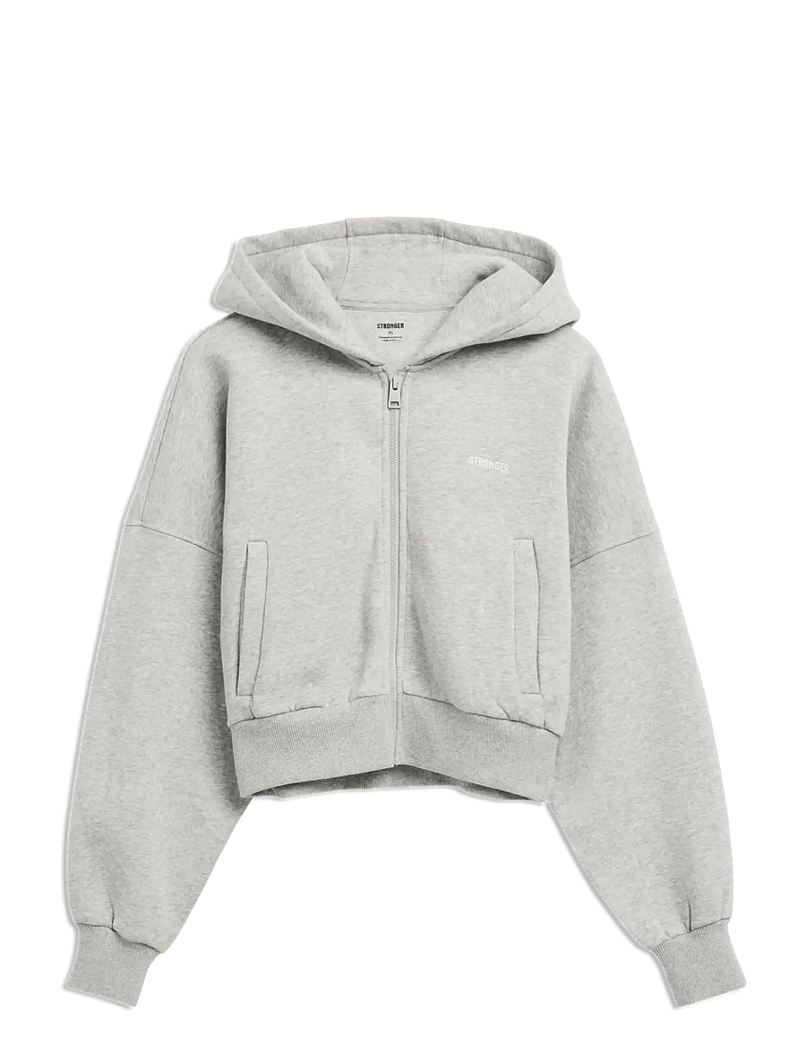STRONGER - Relaxed Cropped Full Zip Hoodie - kapuutsiga dressipluusid - grey melange - 1