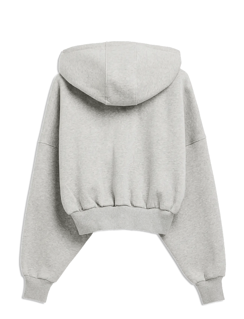 STRONGER - Relaxed Cropped Full Zip Hoodie - huvtröjor - grey melange - 2