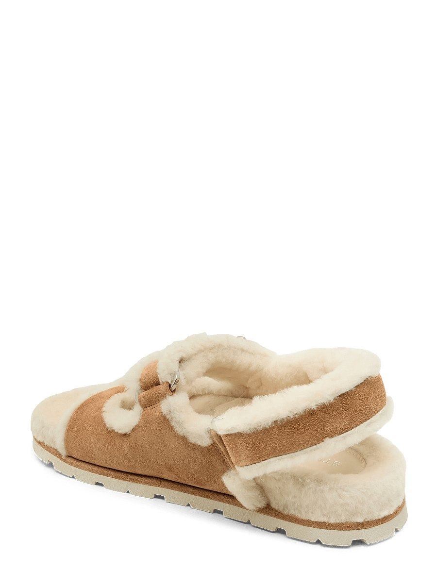 Stuart Weitzman - Wynter Suede Shearling Sport Sandal - platta sandaler - brown - 1