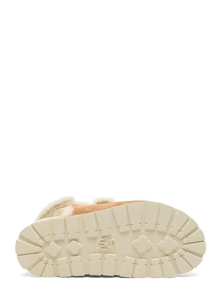 Stuart Weitzman - Wynter Suede Shearling Sport Sandal - platta sandaler - brown - 4