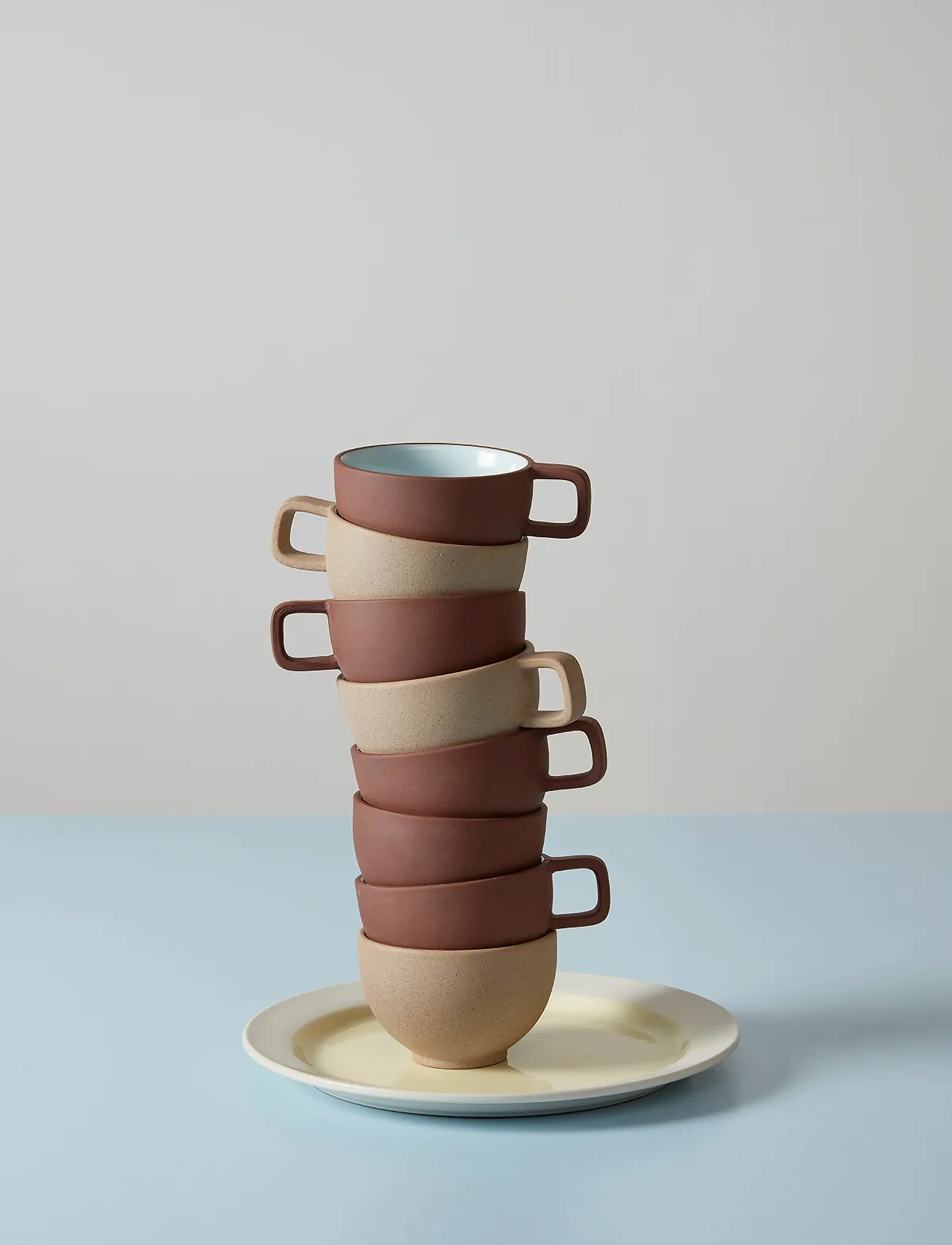 Studio About CLAYWARE, COFFEE CUP, 2 PCS - Konfirmation - TERRACOTTA/BLUE / multi