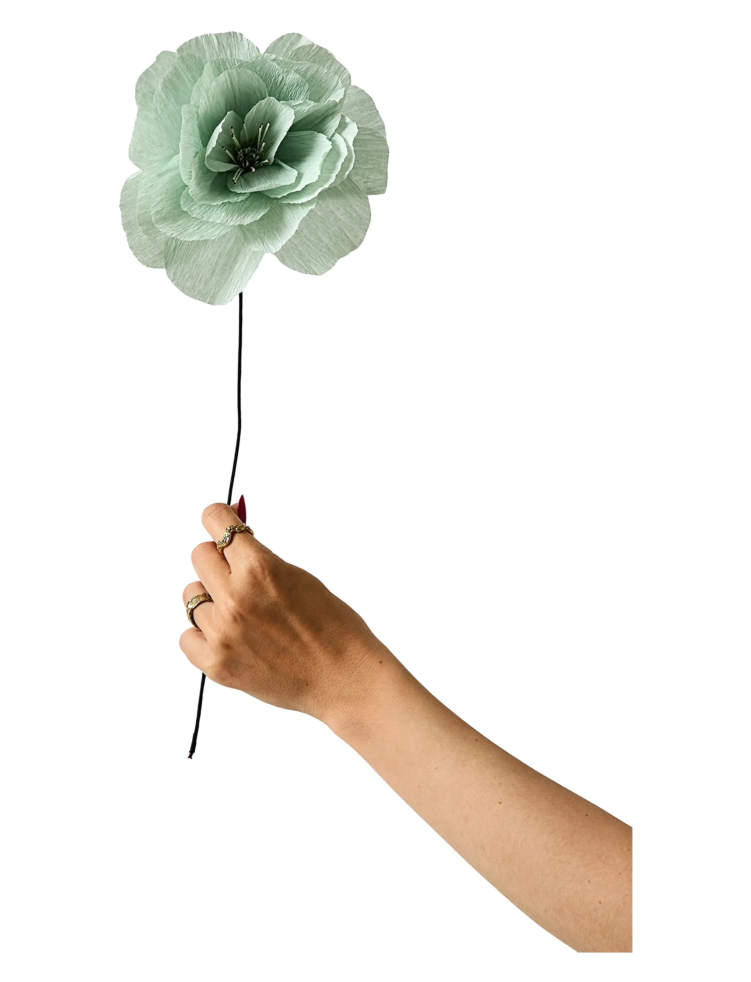 Studio About Paper Flower, Rosa La Paloma Grande, Mint, Dried & Fake Flowers, Grøn, Str: 12X45CM