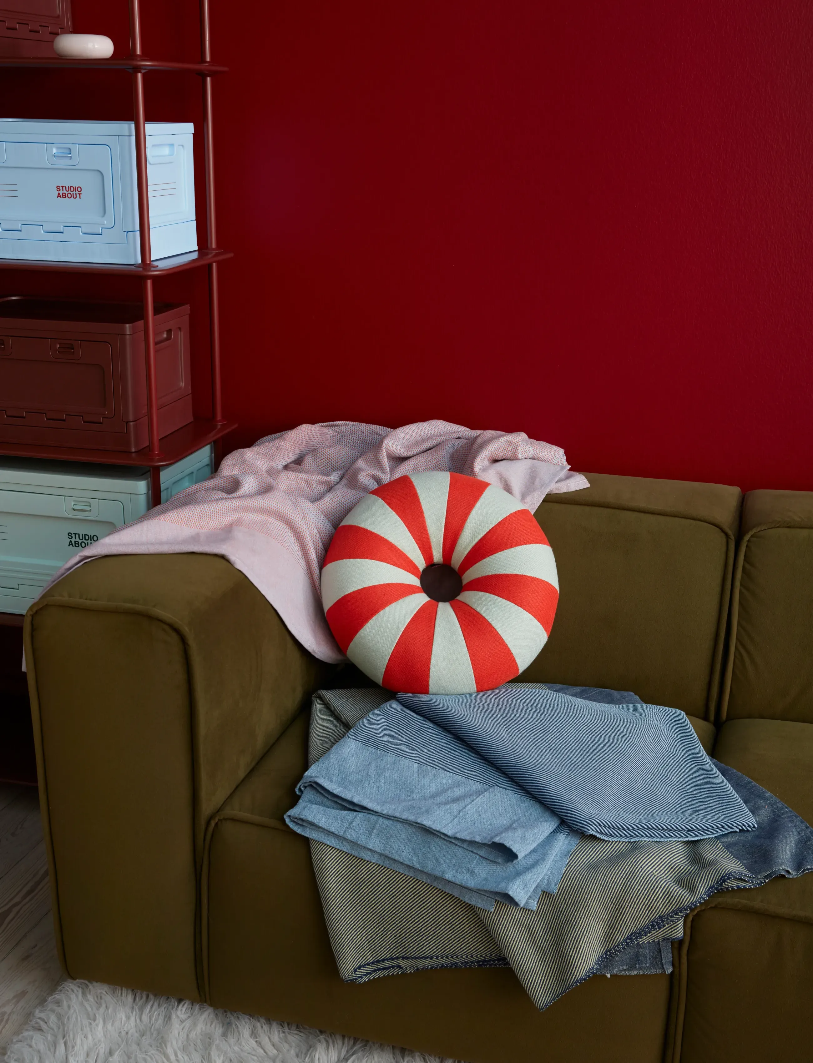 Studio About Throw, Yellow/Dark Blue, 1400, Cushions & Blankets, Blau - Blankets Throws, Homeware