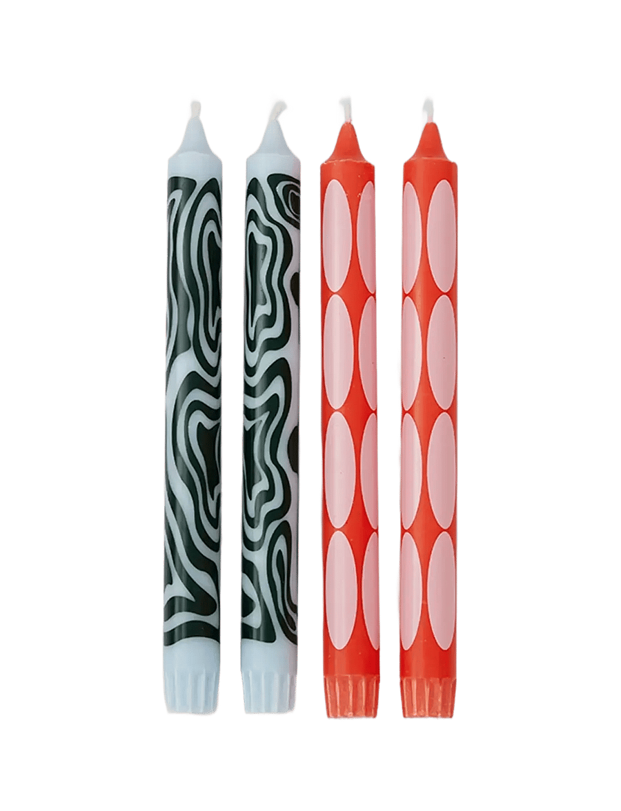 Studio About - CANDLES, LIGHT BLUE/RED - tischkerzen - light blue/green & red/rose - 1