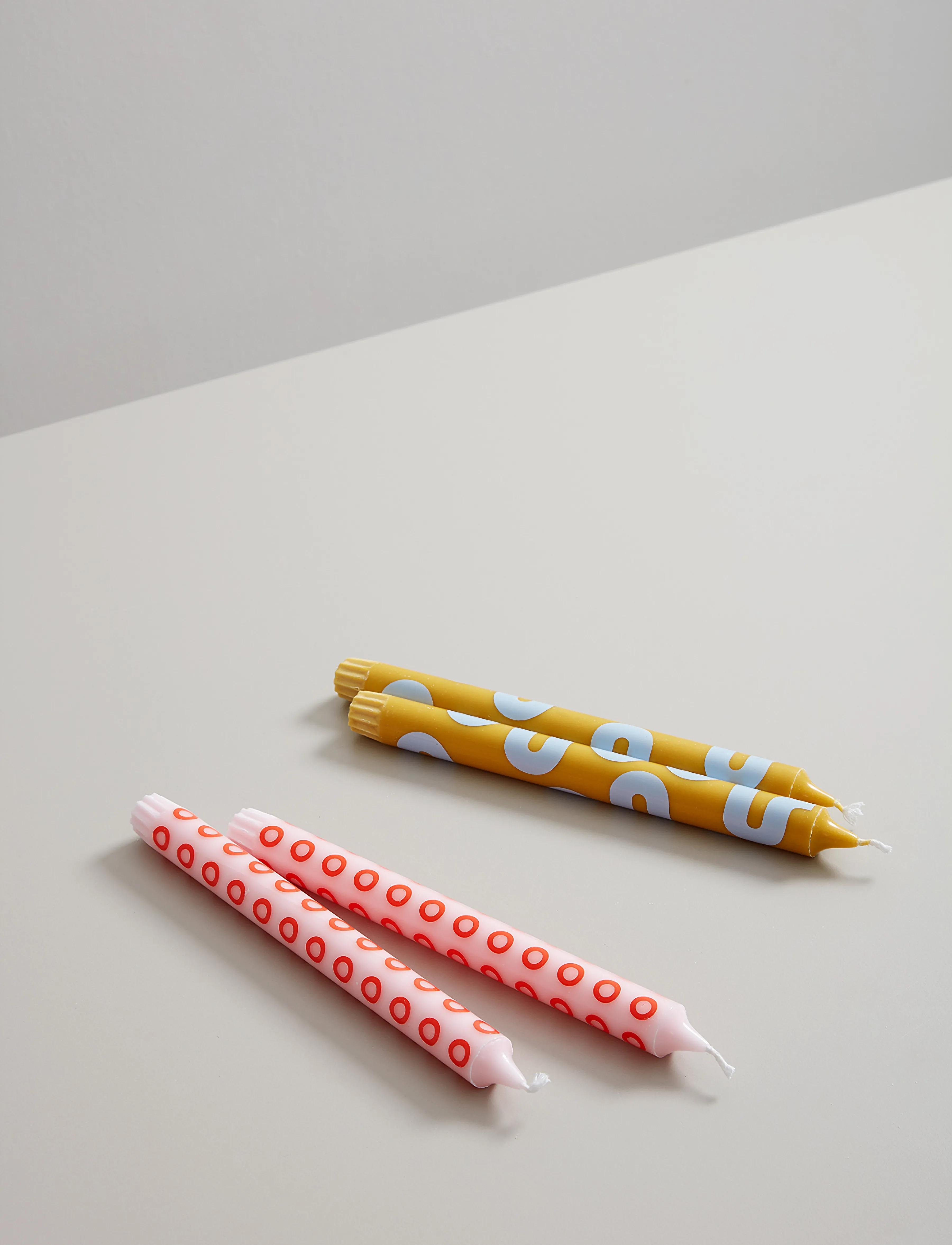 Studio About - CANDLES - laveste priser - ochre/blue & rose/red - 2