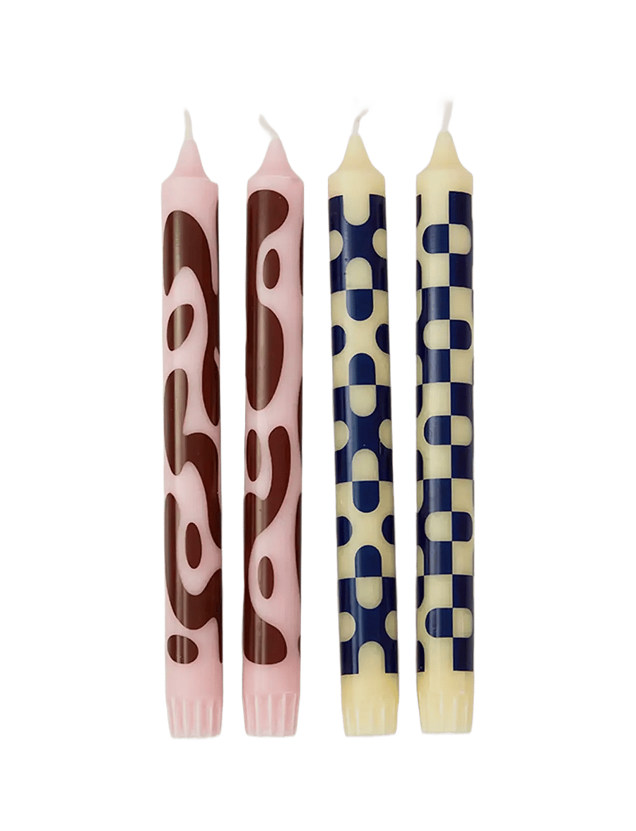 Studio About - CANDLES, ROSE/YELLOW - tischkerzen - rose/bordeaux & yellow/blue - 1