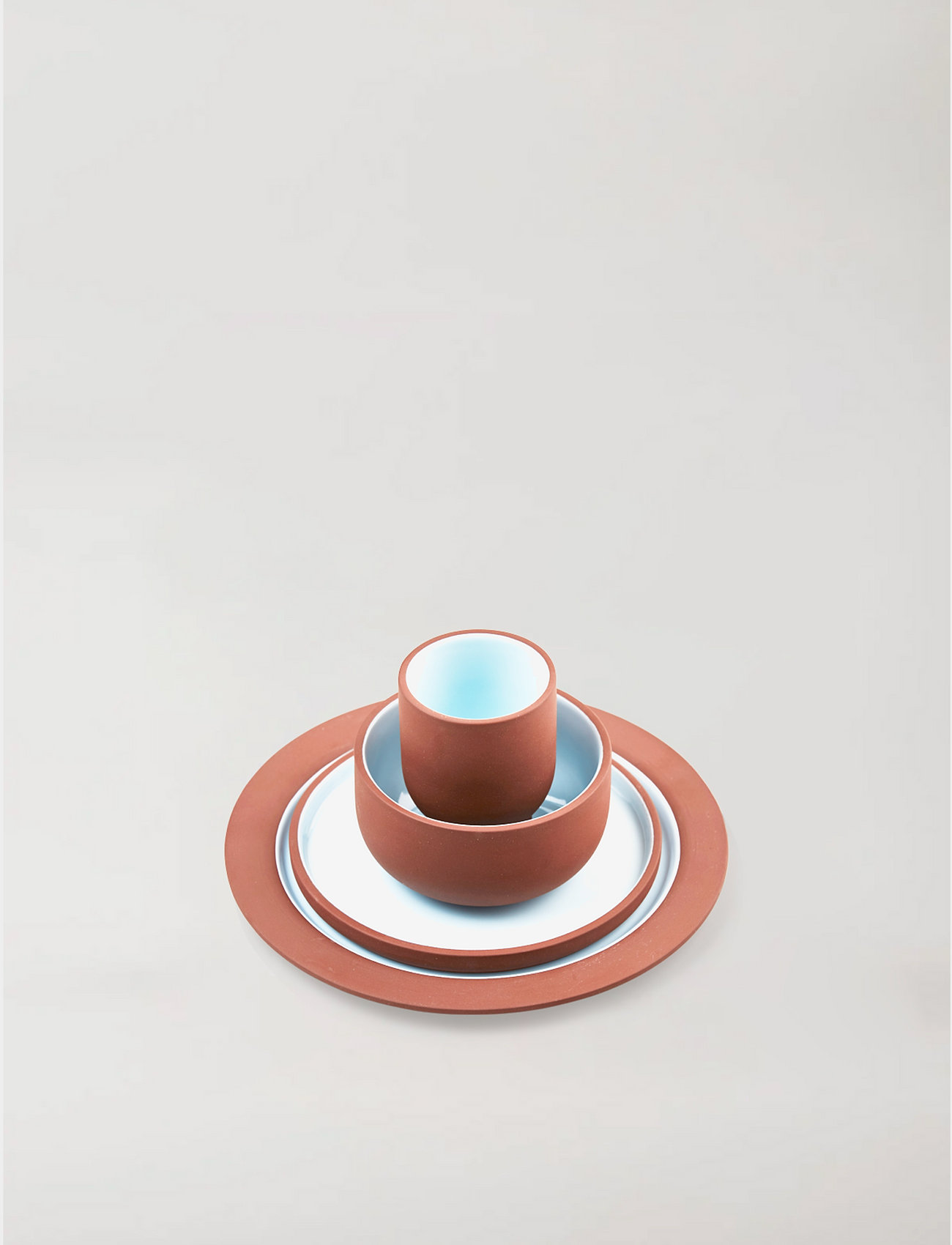 Studio About - PLATE, LARGE - speiseteller - terracotta/blue - 3