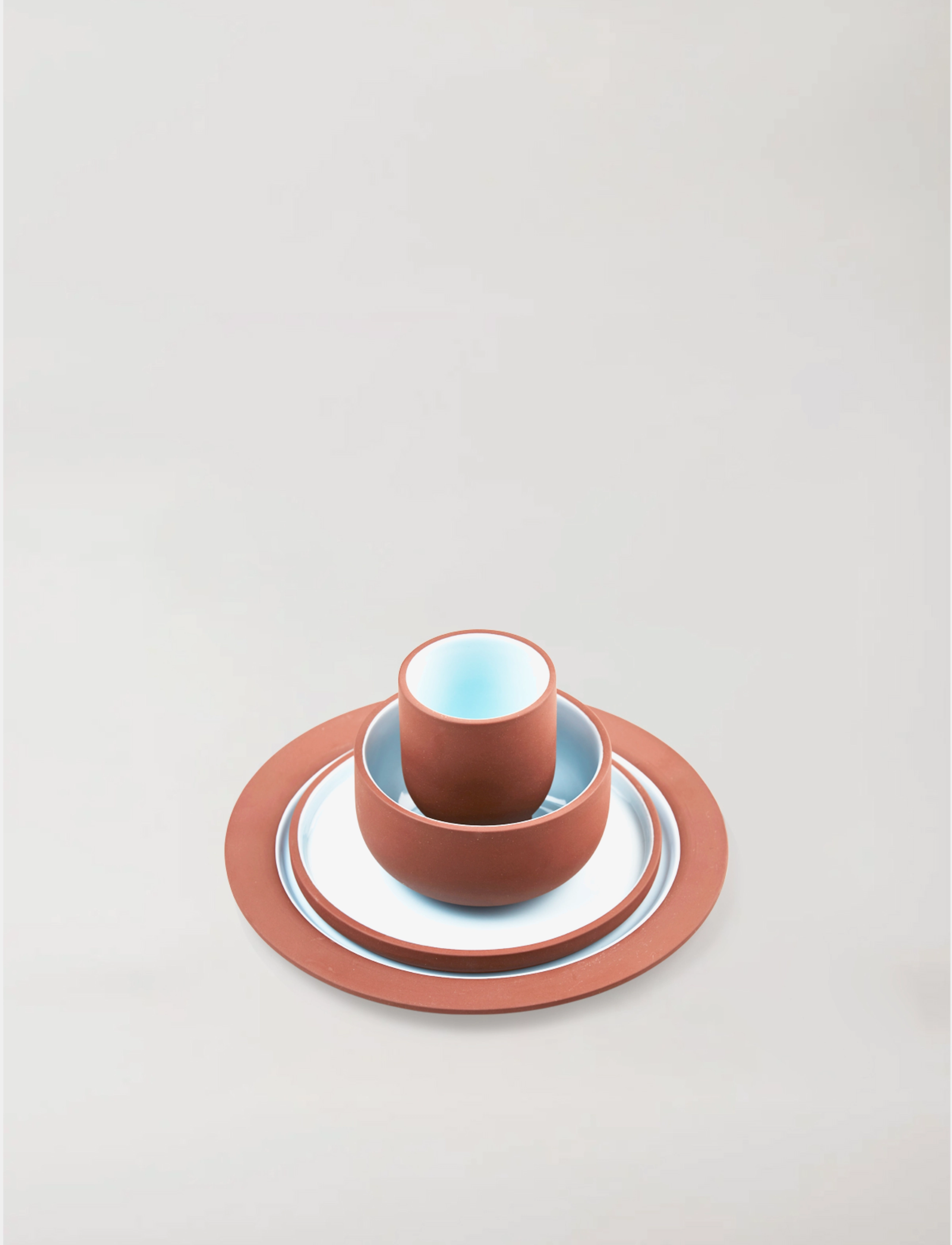 Studio About - PLATE, LARGE - mattallrikar - terracotta/blue - 3