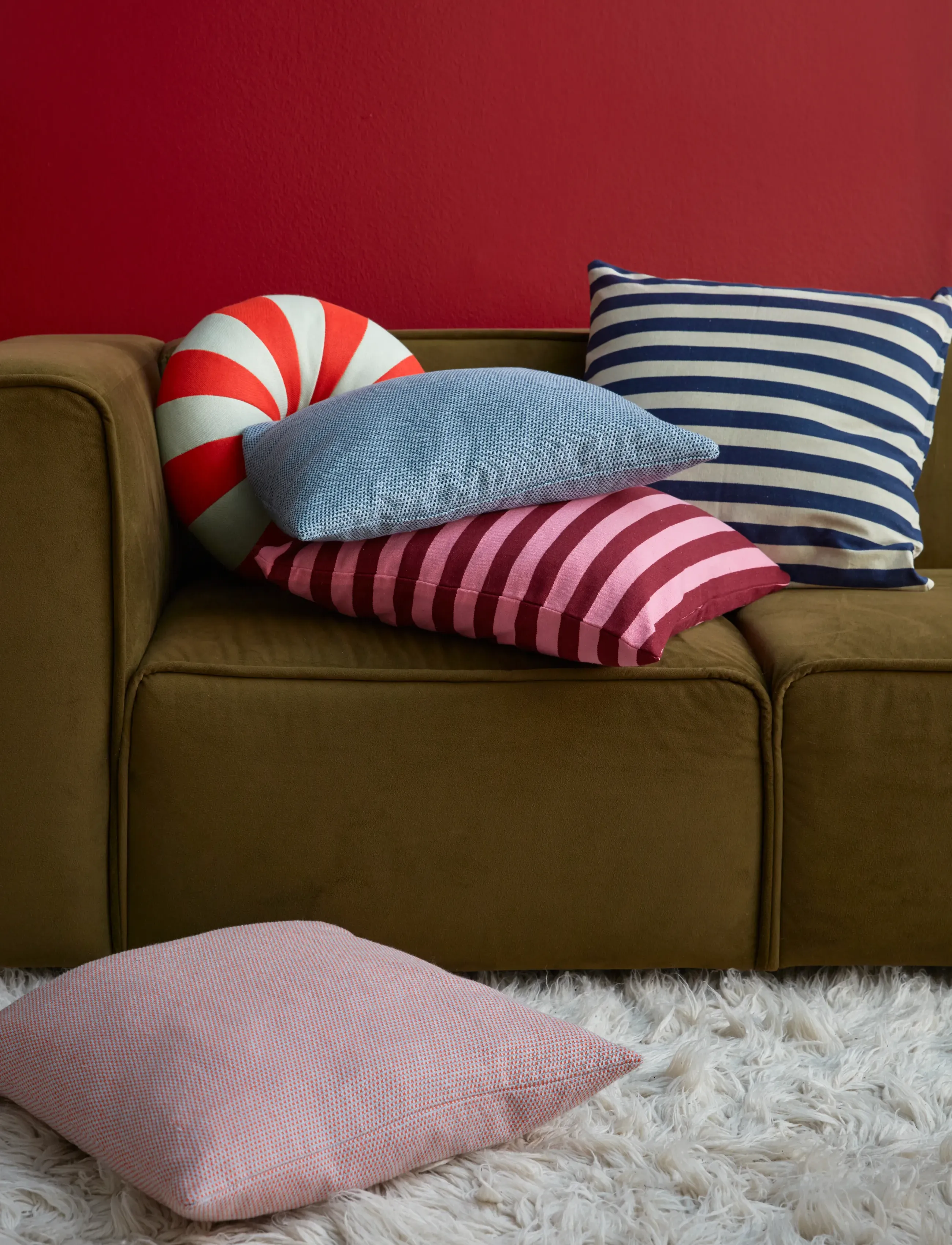 Studio About Pillow Cover, Red/Light Blue, 500, Cushions & Blankets, Rosa - Cushion Covers, Homeware