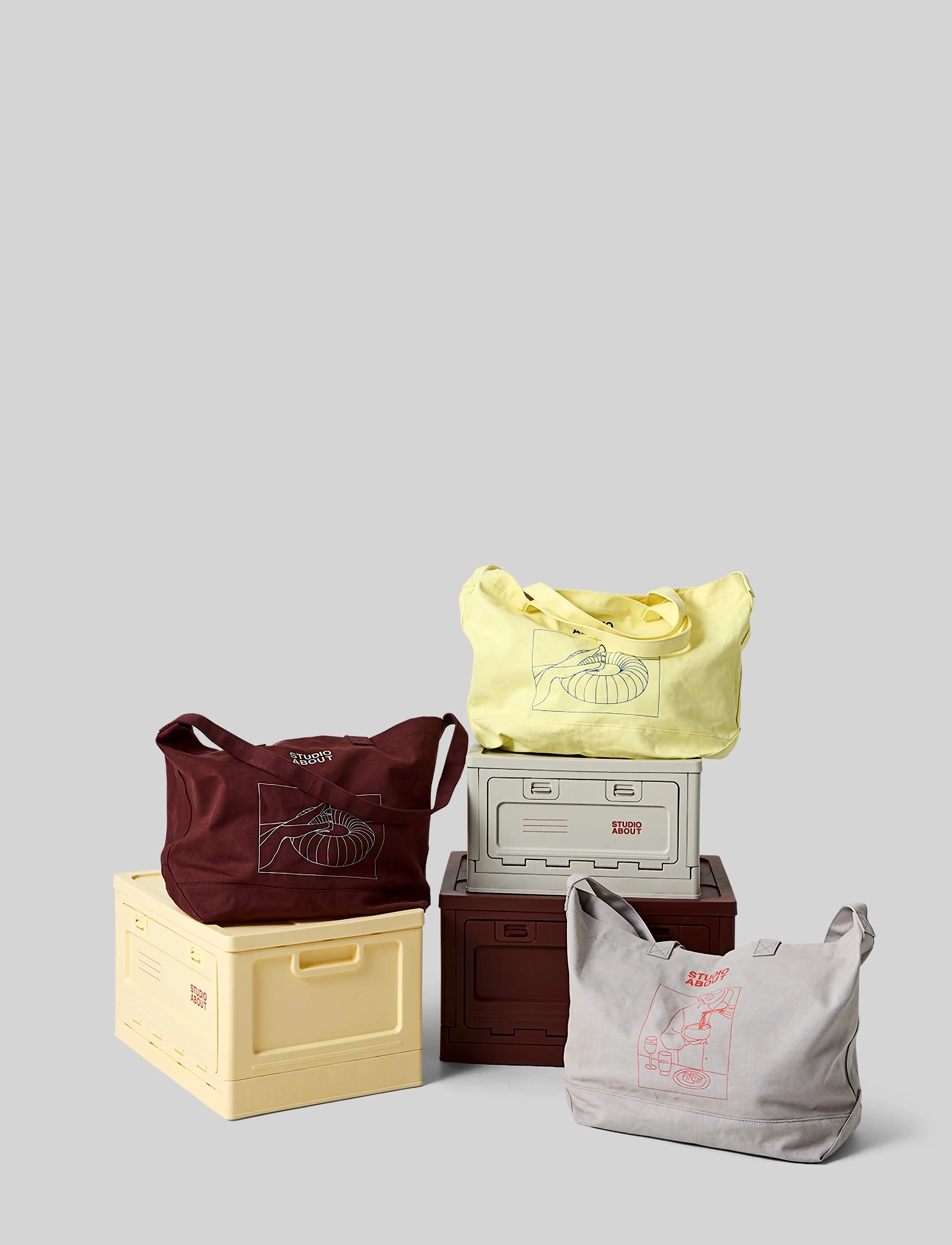 Studio About Tote Bag, Bordeaux/Mint, L:32 cm, Bags, Burgunderrot - Totes, Frauen