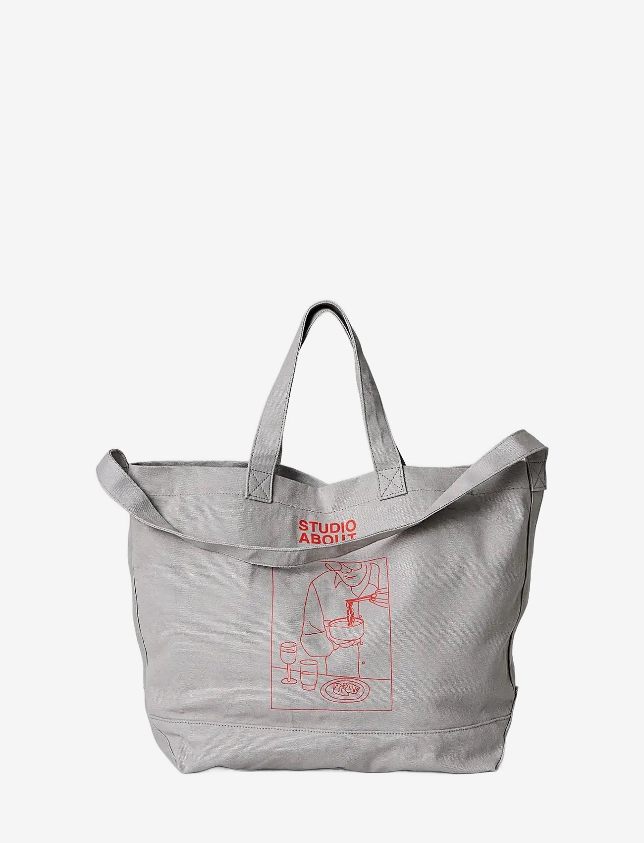 Tote Bag, Grey/Red Grey Studio About