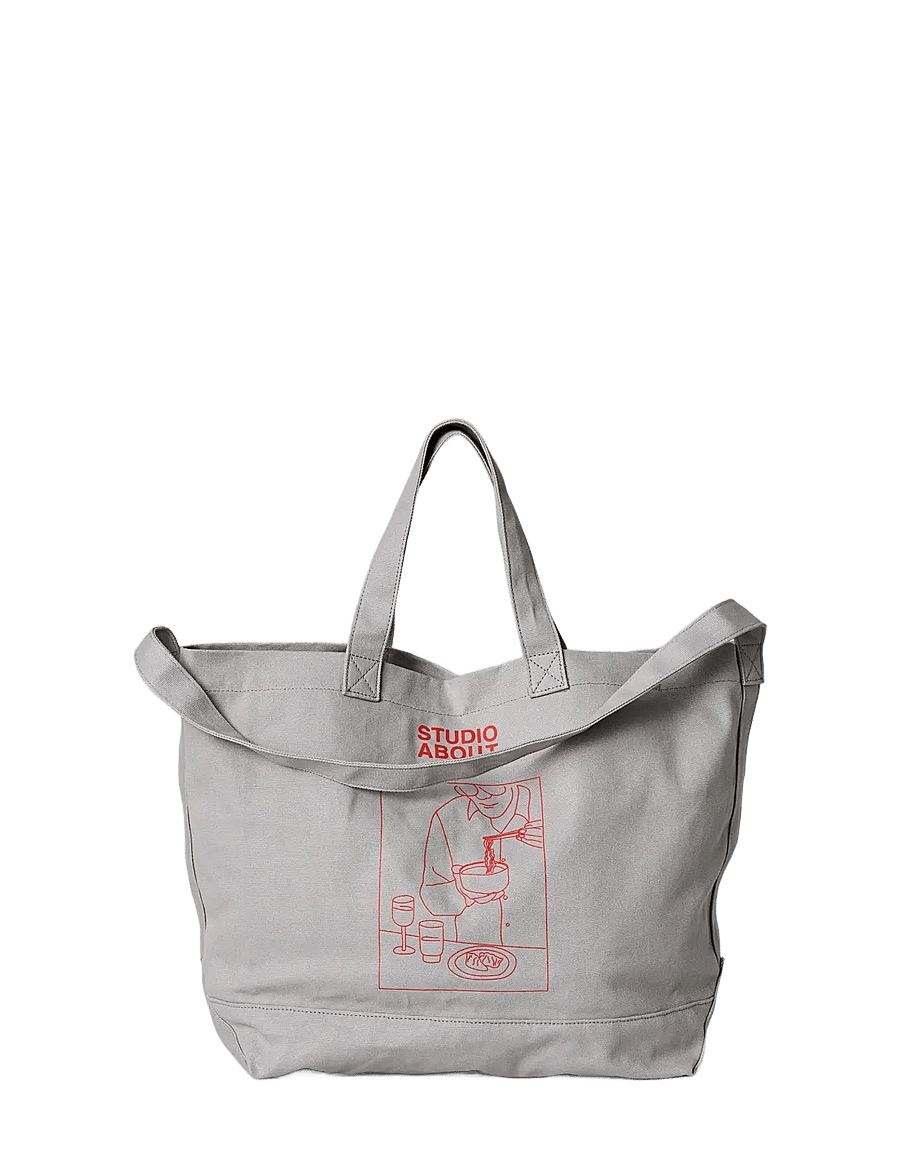 Studio About - TOTE BAG, GREY/RED - tote bags - grey/red - 1