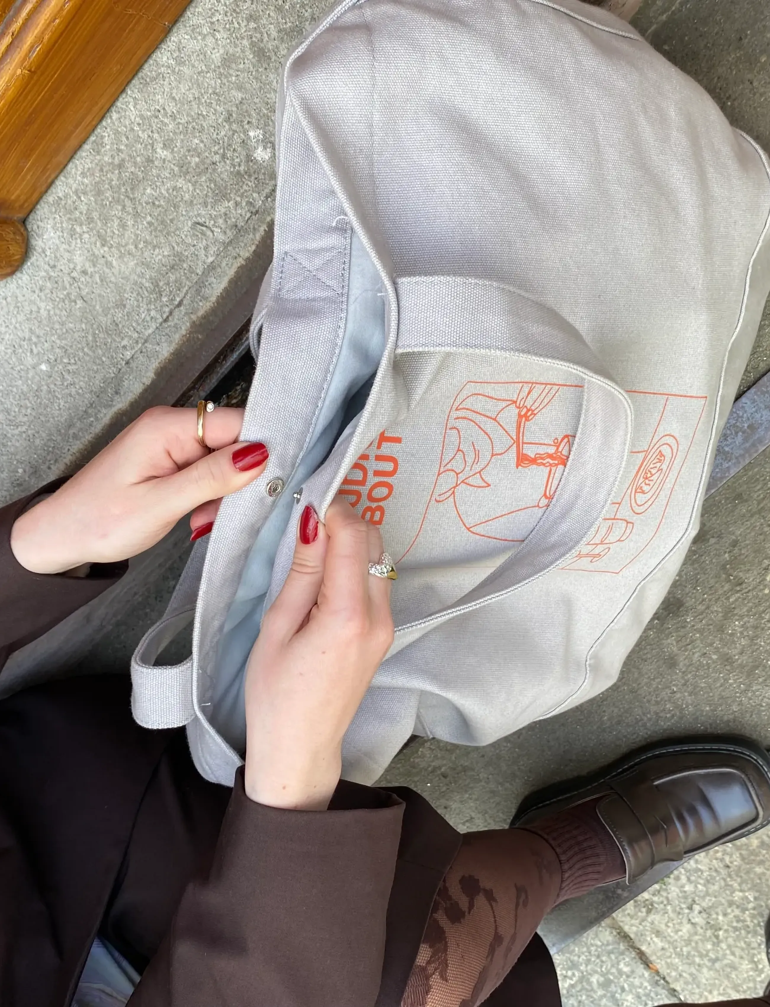 Tote Bag, Grey/Red 5