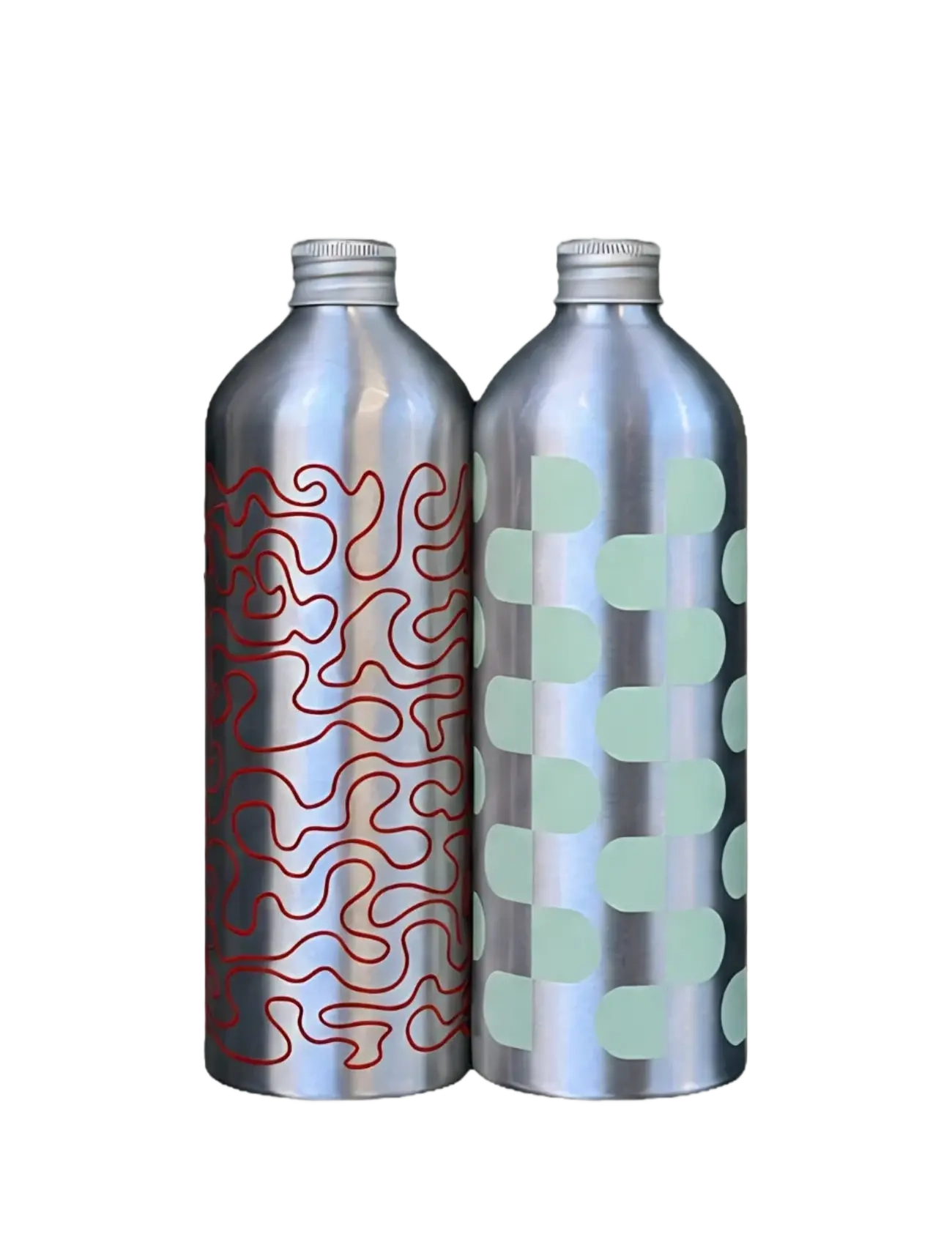 STUDIO ABOUT Bottle, Medium, 2Pcs, Mint/Rot Silber - 22X7.4 - Unisex