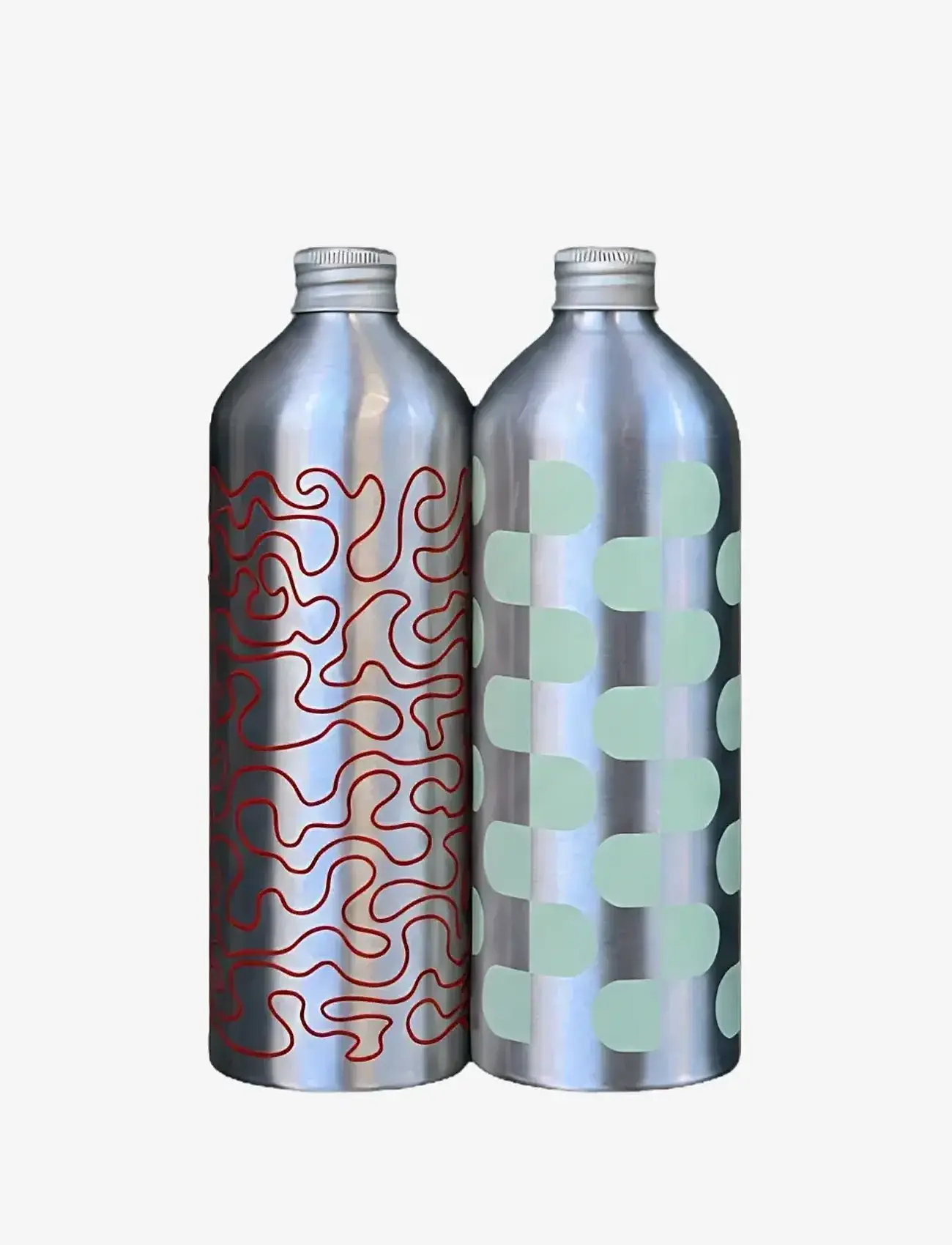 Studio About - BOTTLE, MEDIUM, 2PCS, MINT/RED - vandflasker - mint/red - 1