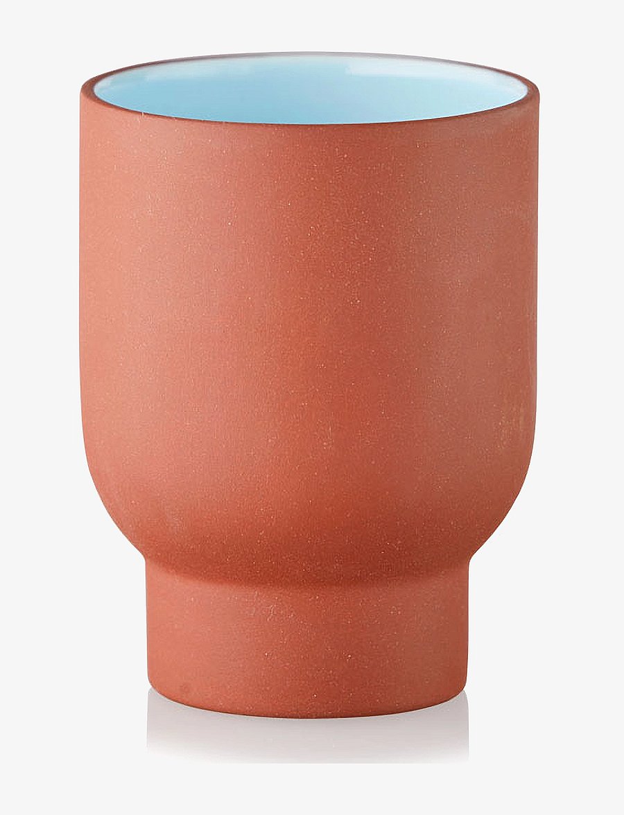 Studio About - CUP, TALL, CLAY TERRACOTTA - kaffetassen - terracotta/blue - 1