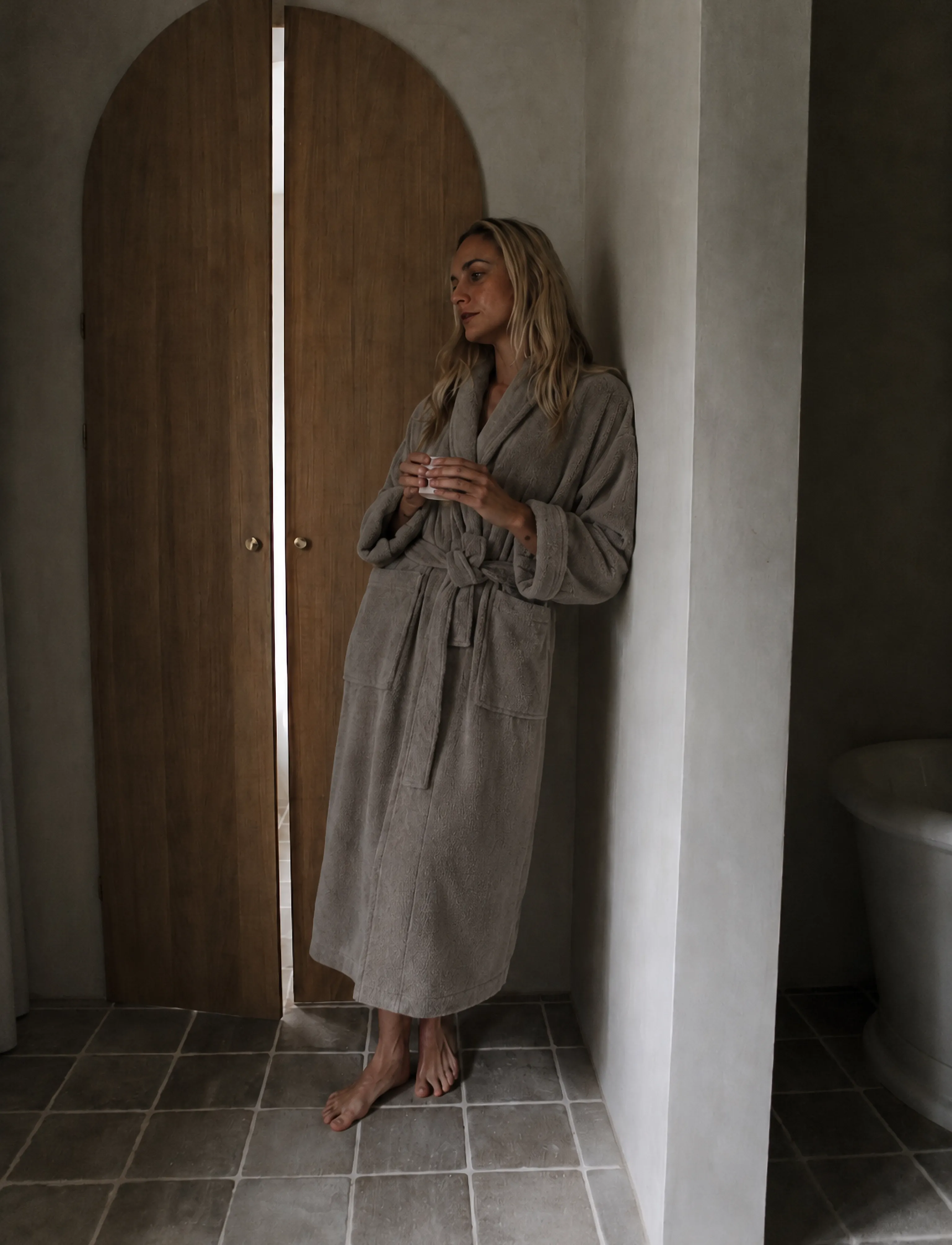 STUDIO FEDER Mia Badekåbe, S/M, Grey, Tekstiler Til Badeværelset > Badekåber, Unisex