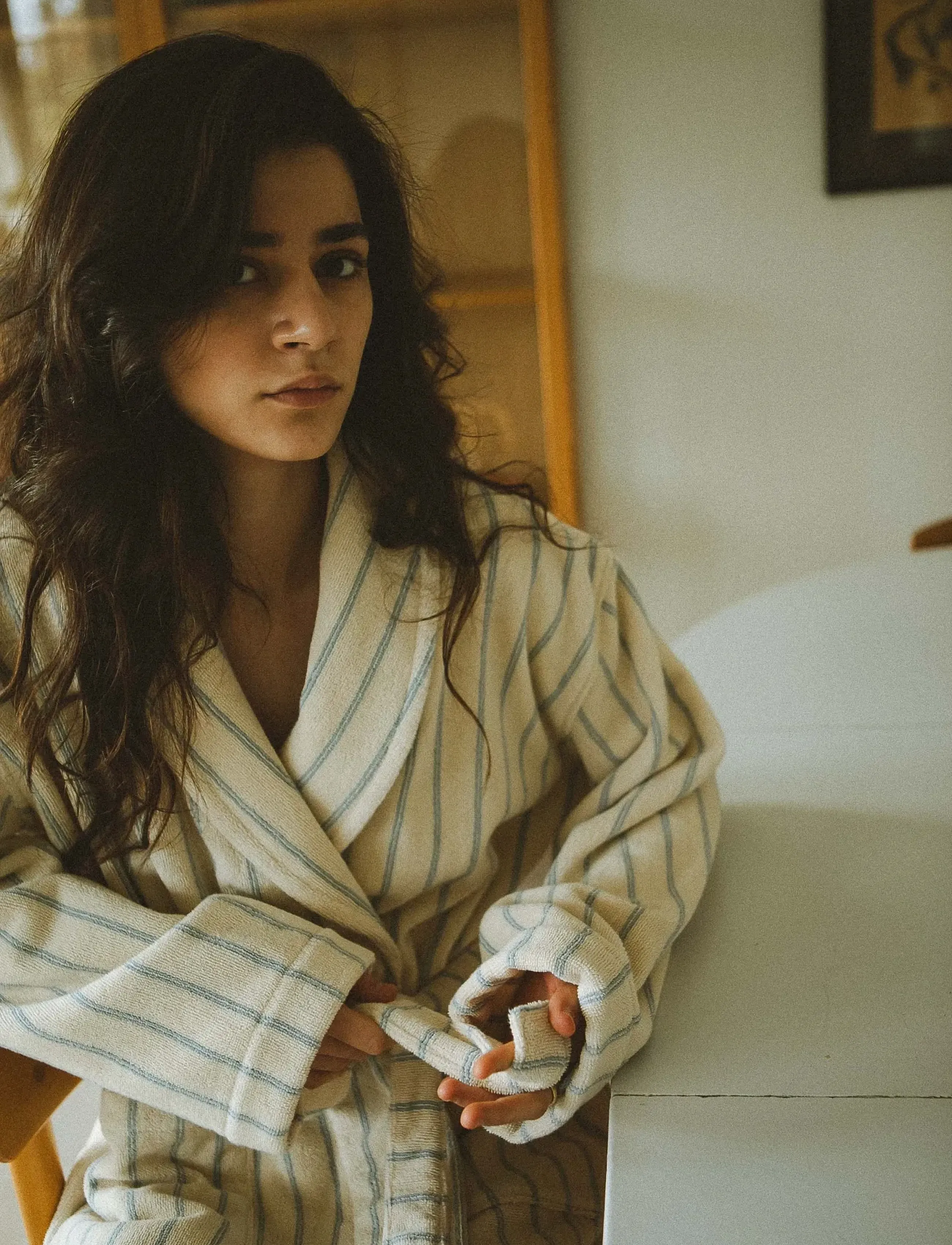 STUDIO FEDER MIA BATHROBE - Bademäntel - WATER RAIN / cream