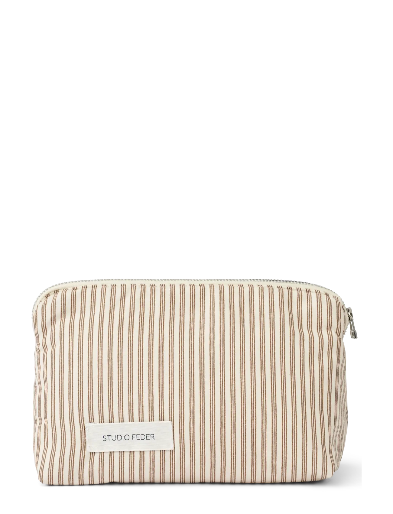 STUDIO FEDER CELIA MINI TOILETRY BAG - Toilettasker - BROWN BEACH STRIPE / cream