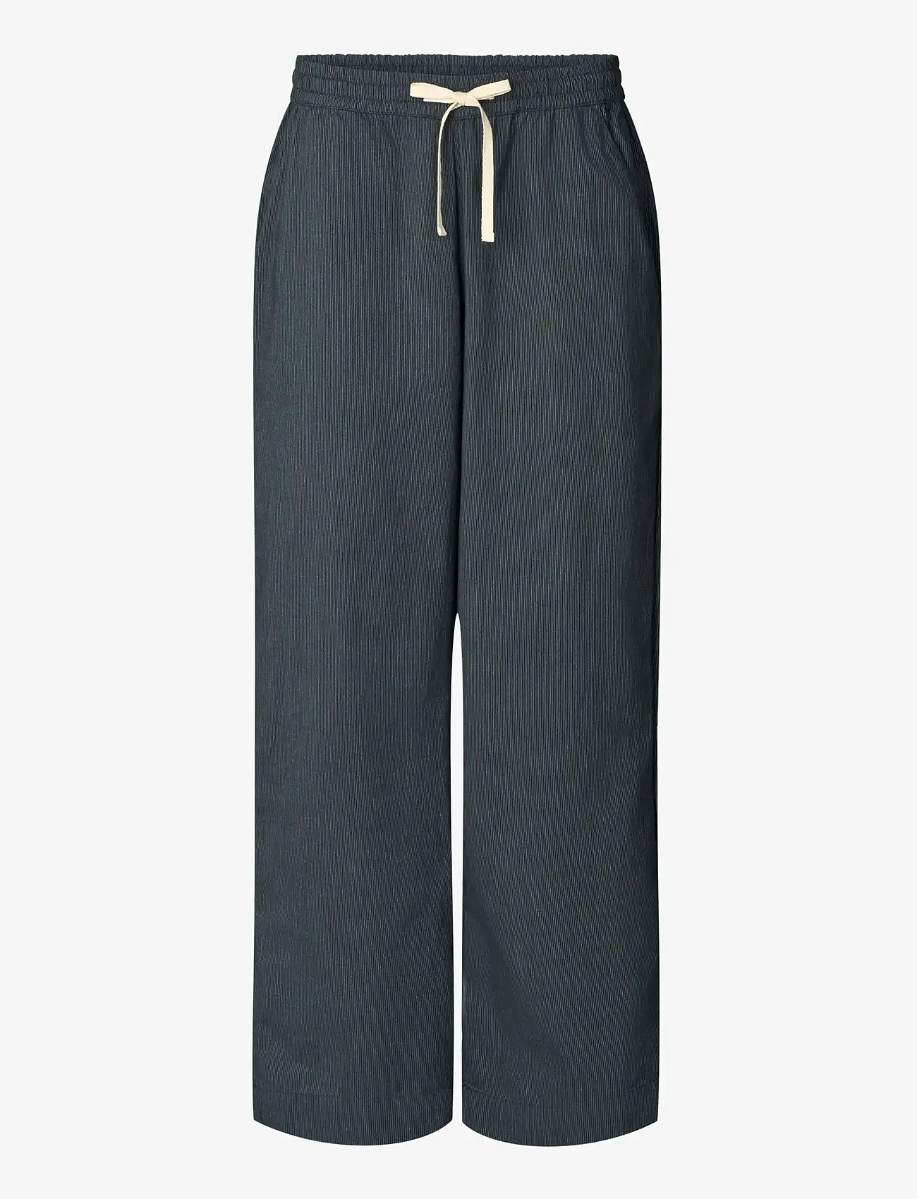 STUDIO FEDER - DAGMAR PANTS - leveälahkeiset housut - black pinstripe - 1