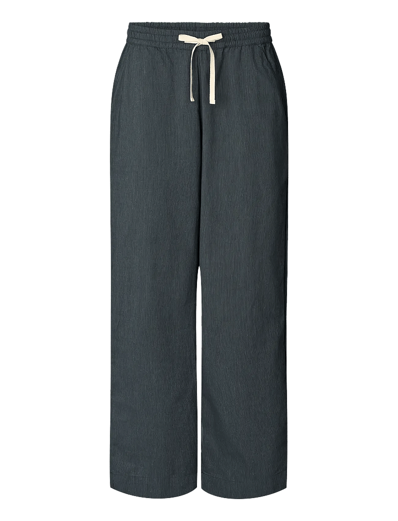 STUDIO FEDER - DAGMAR PANTS - leveälahkeiset housut - black pinstripe - 1