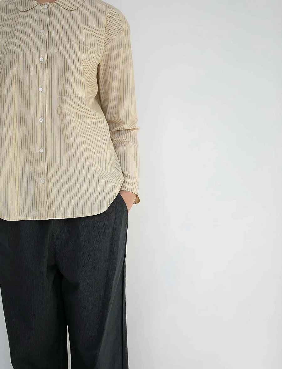 STUDIO FEDER - DAGMAR PANTS - hosen mit weitem bein - black pinstripe - 3
