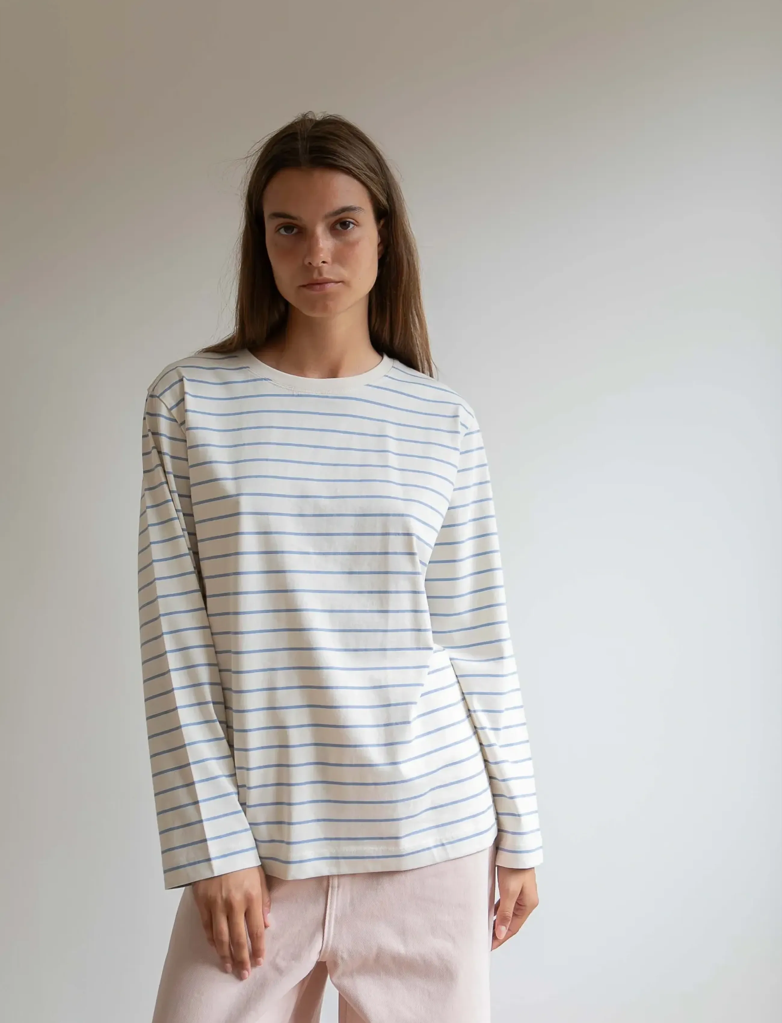 STUDIO FEDER FREYA LS T-SHIRT - Långärmade toppar - STILLWATER / cream