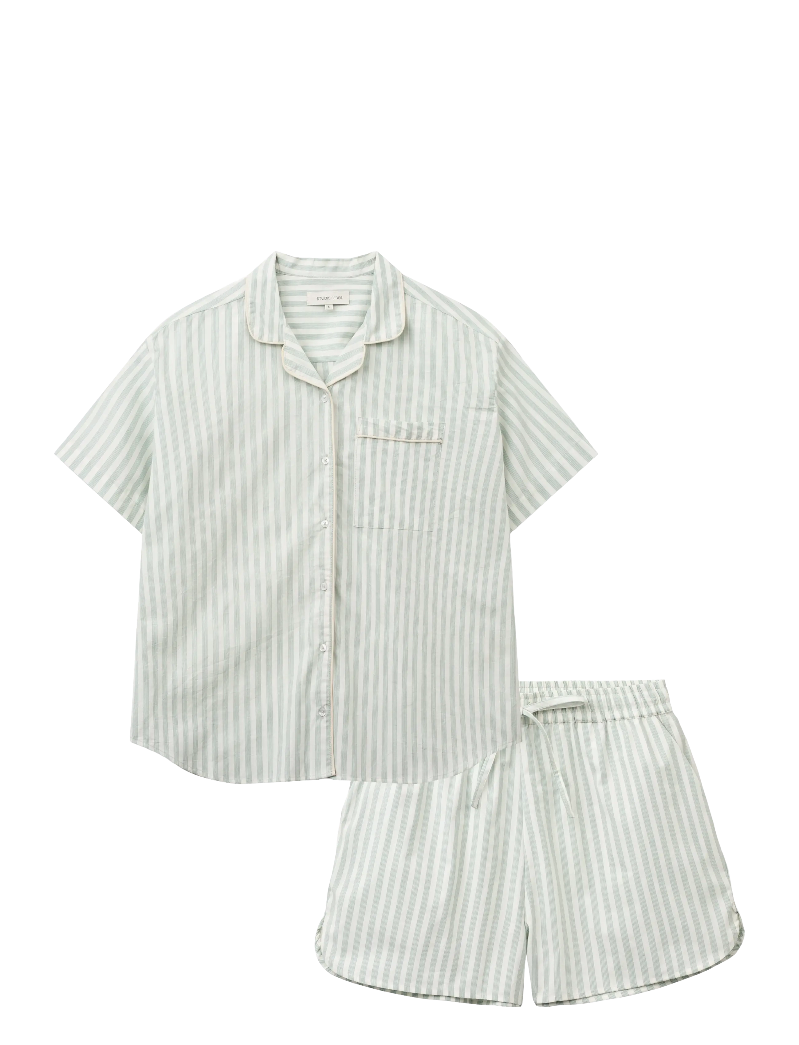 STUDIO FEDER ESTHER PAJAMA - STUDIO FEDER - SOFT MINT STRIPE / green