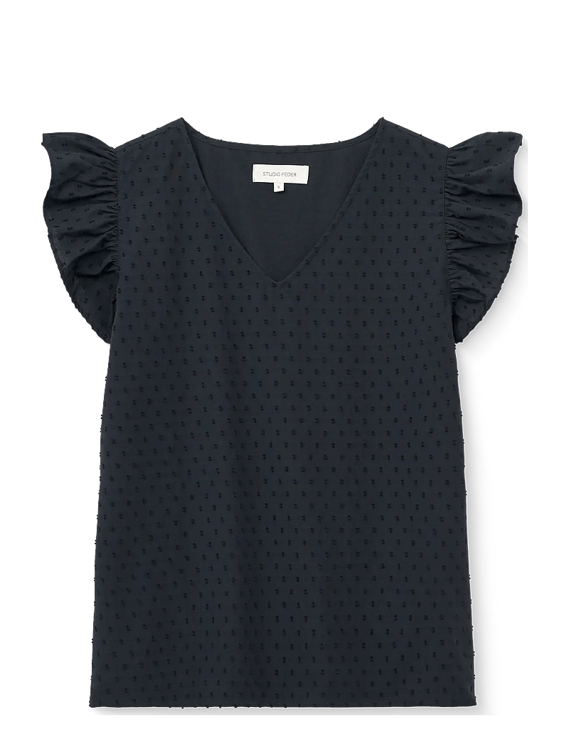 STUDIO FEDER - YRSA TOP - kurzämlige blusen - black - 1