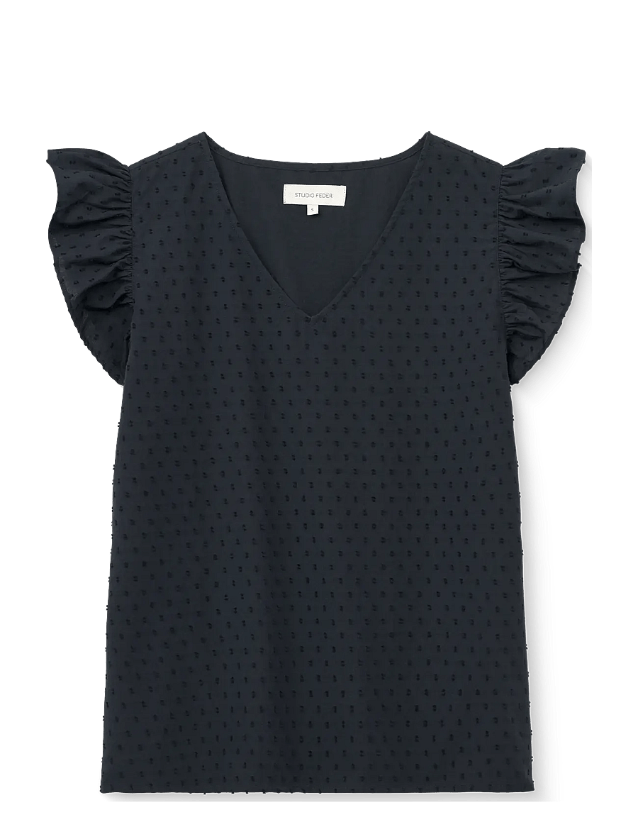 STUDIO FEDER - YRSA TOP - kurzärmelige blusen - black - 1