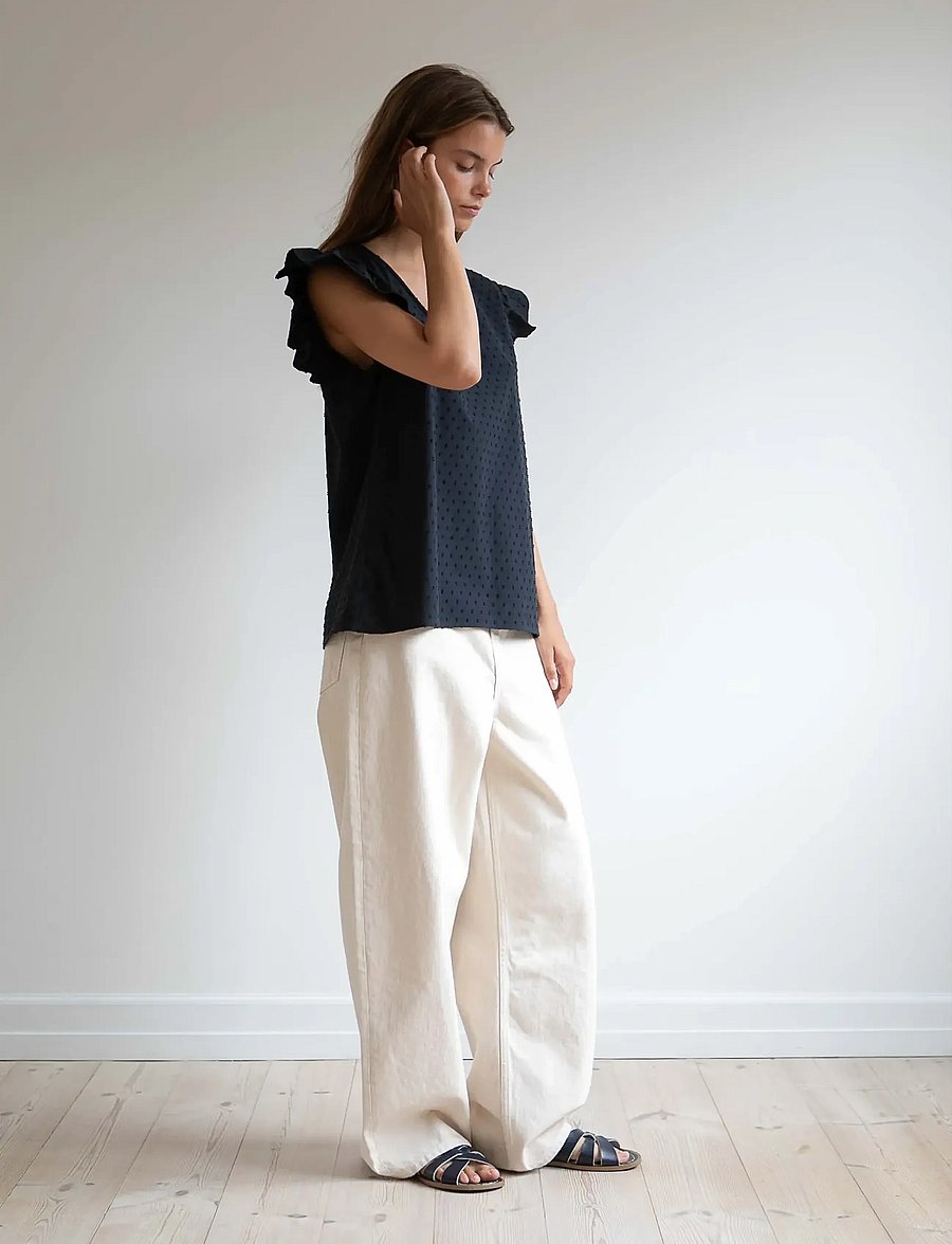 STUDIO FEDER - YRSA TOP - kurzärmelige blusen - black - 0
