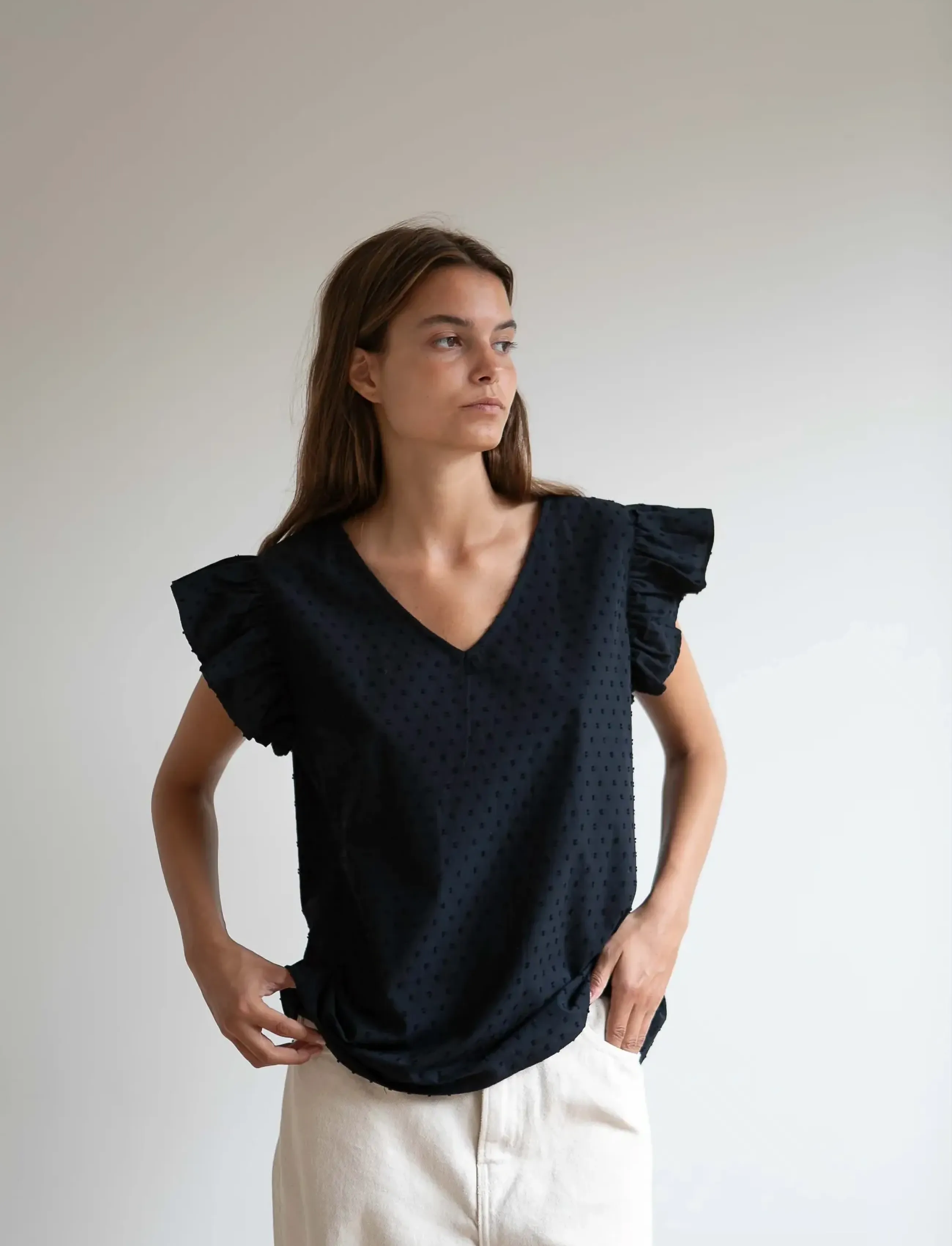 STUDIO FEDER - YRSA TOP - short-sleeved blouses - black - 4