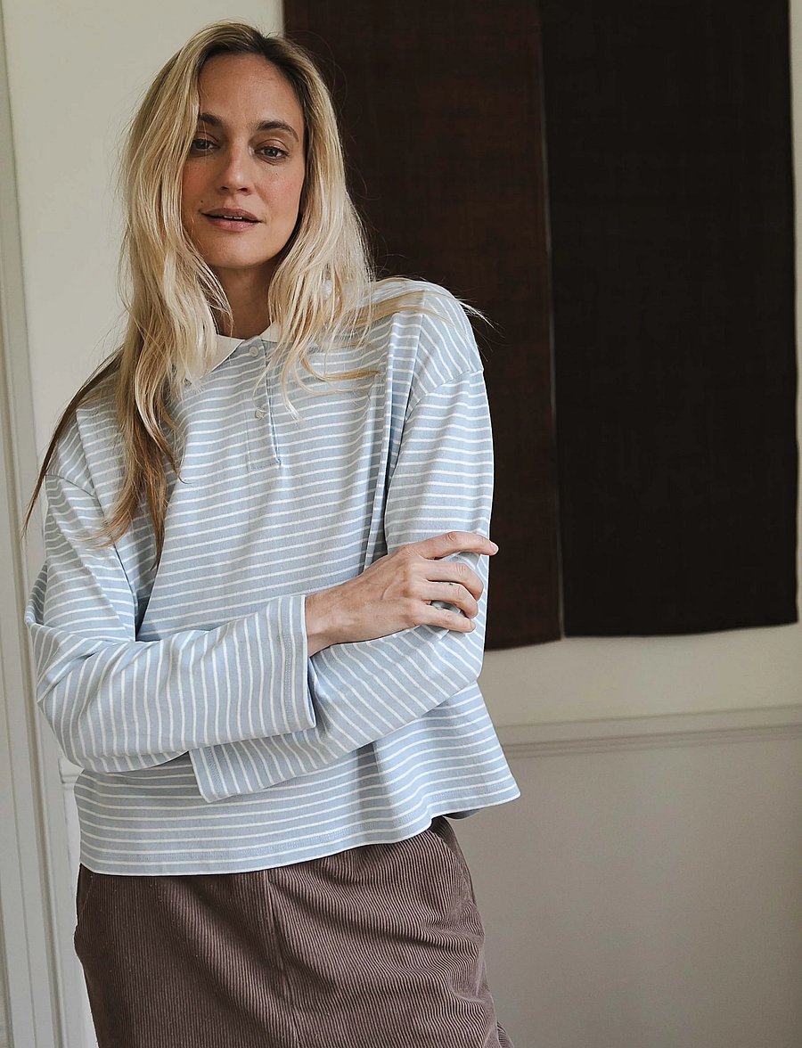 STUDIO FEDER - PAULINE POLO - poloshirts - cloud blue stripe - 0