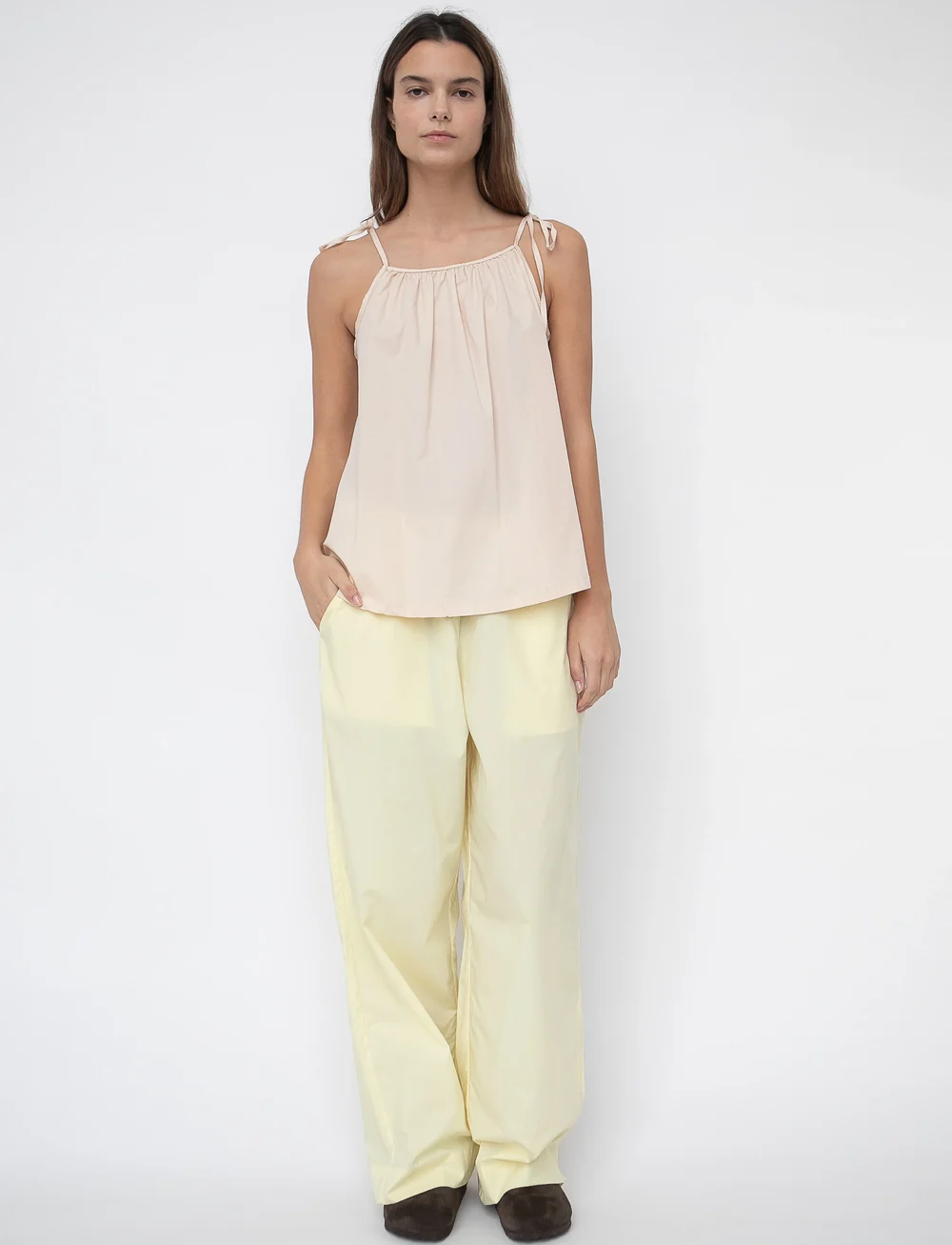 STUDIO FEDER - BELLA PANTS - POPLIN - hosen mit weitem bein - lemon sorbet - 0